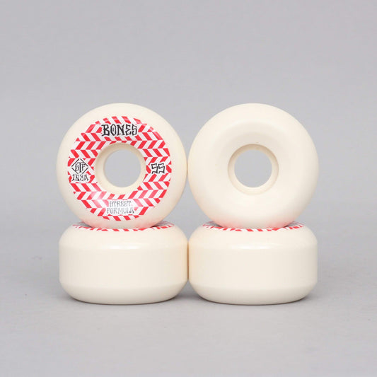 Bones 55mm 103A Patterns STF V5 Sidecut Skateboard Wheels White / Red