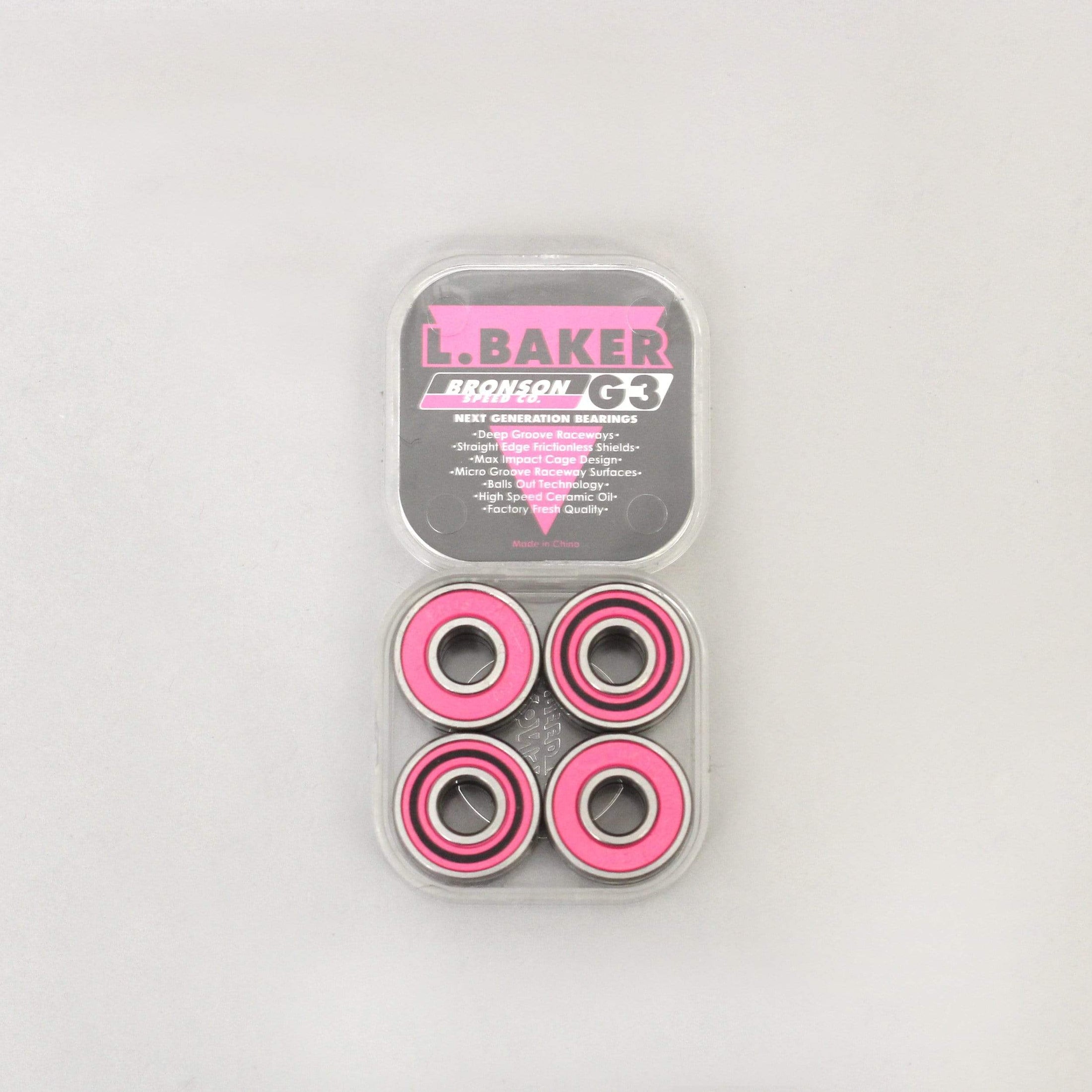 Bronson L. Baker Pro G3 Skateboard Bearings Black / Pink