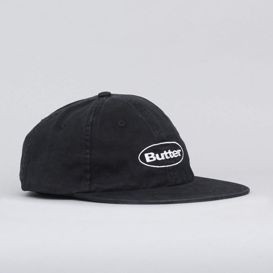 Butter Goods Washed Badge 6 Panel Cap Black