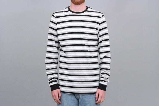 Civilist Striped Pocket Longsleeve T-Shirt Black / White / Grey