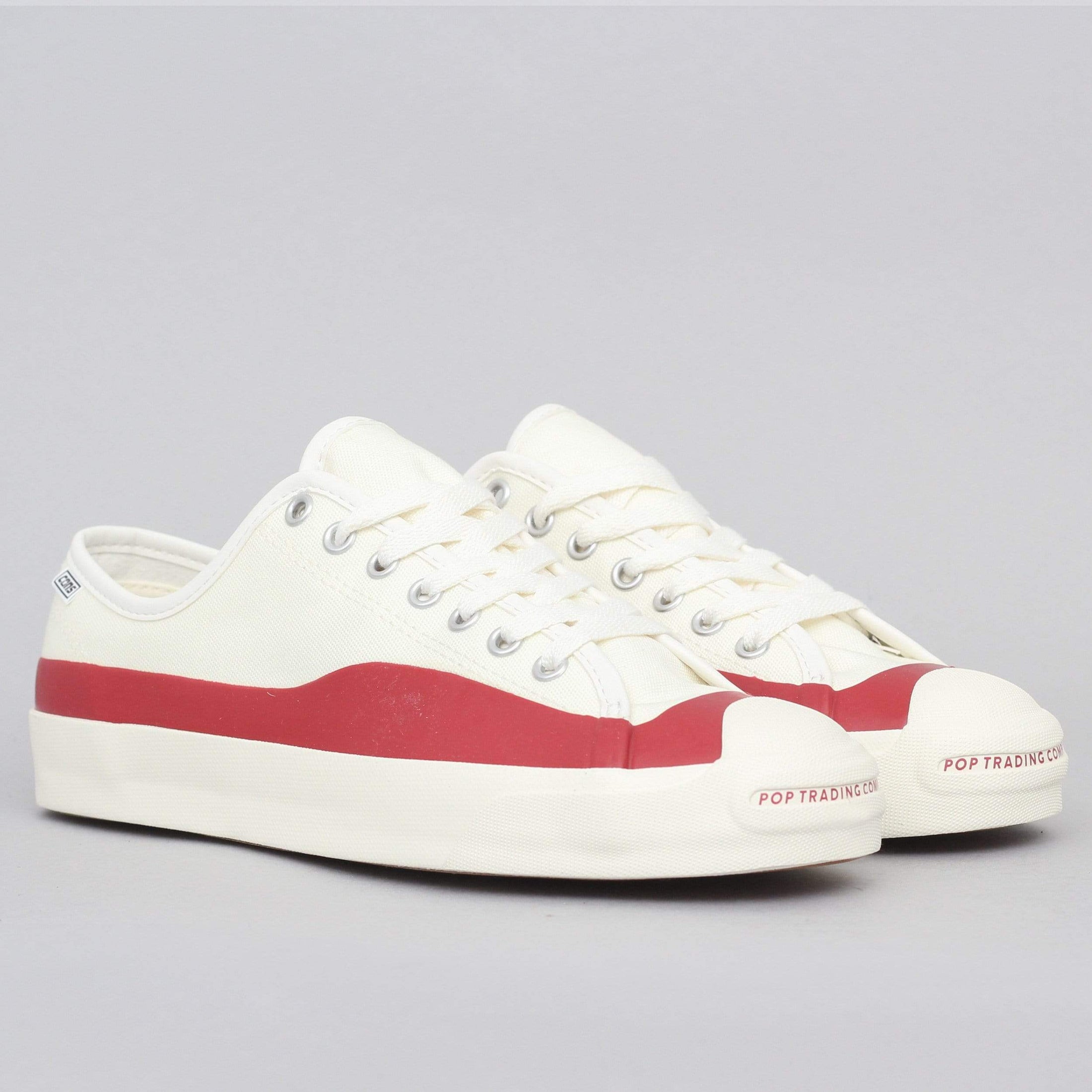Converse X Pop Trading Jack Purcell Pro PTC OX Shoes Egret / Red Dahlia