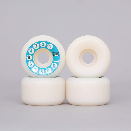 Dial Tone 53mm 99A OG Rotary Conical Cut Skateboard Wheels White / Teal