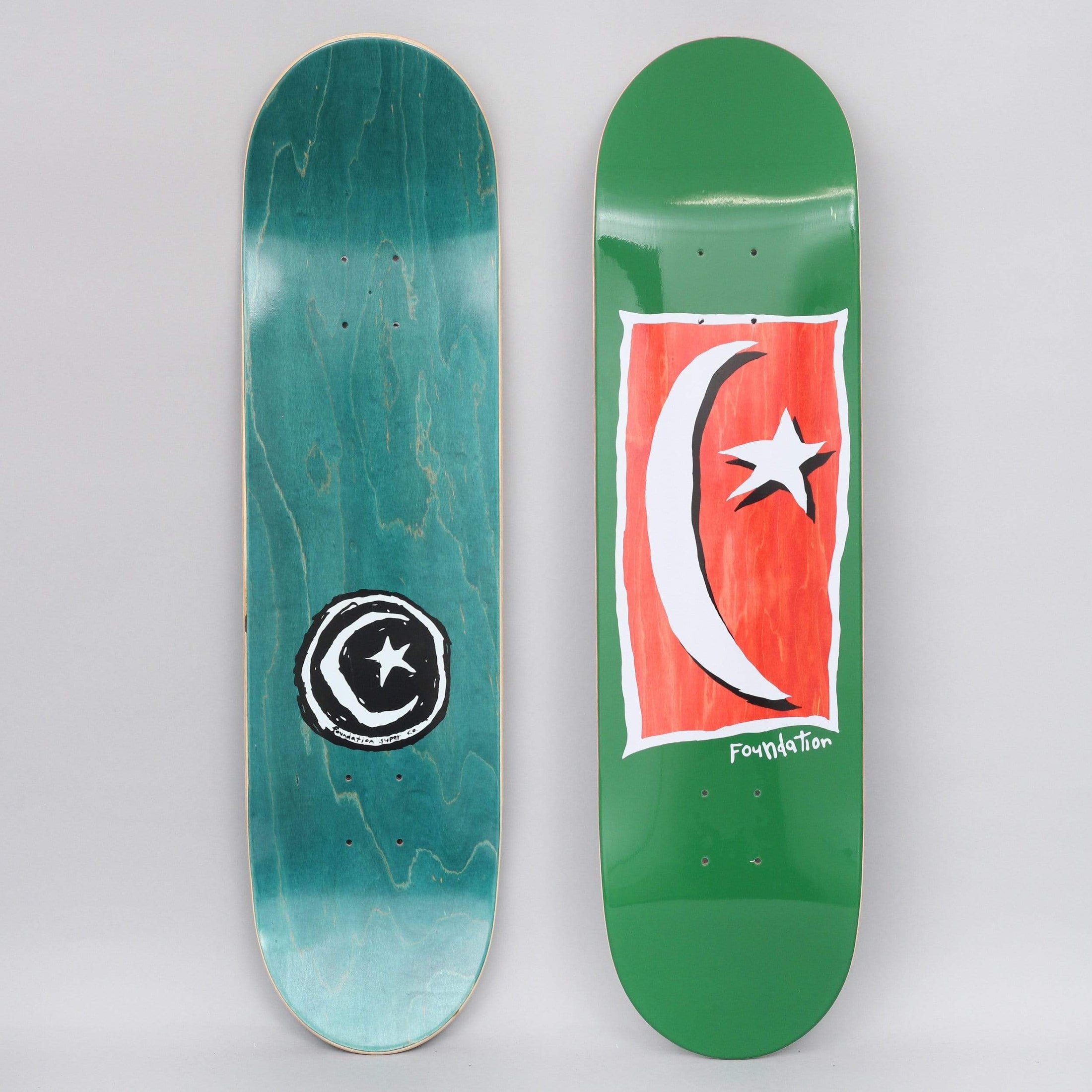 Foundation 8.13 Star And Moon V2 Skateboard Deck Green