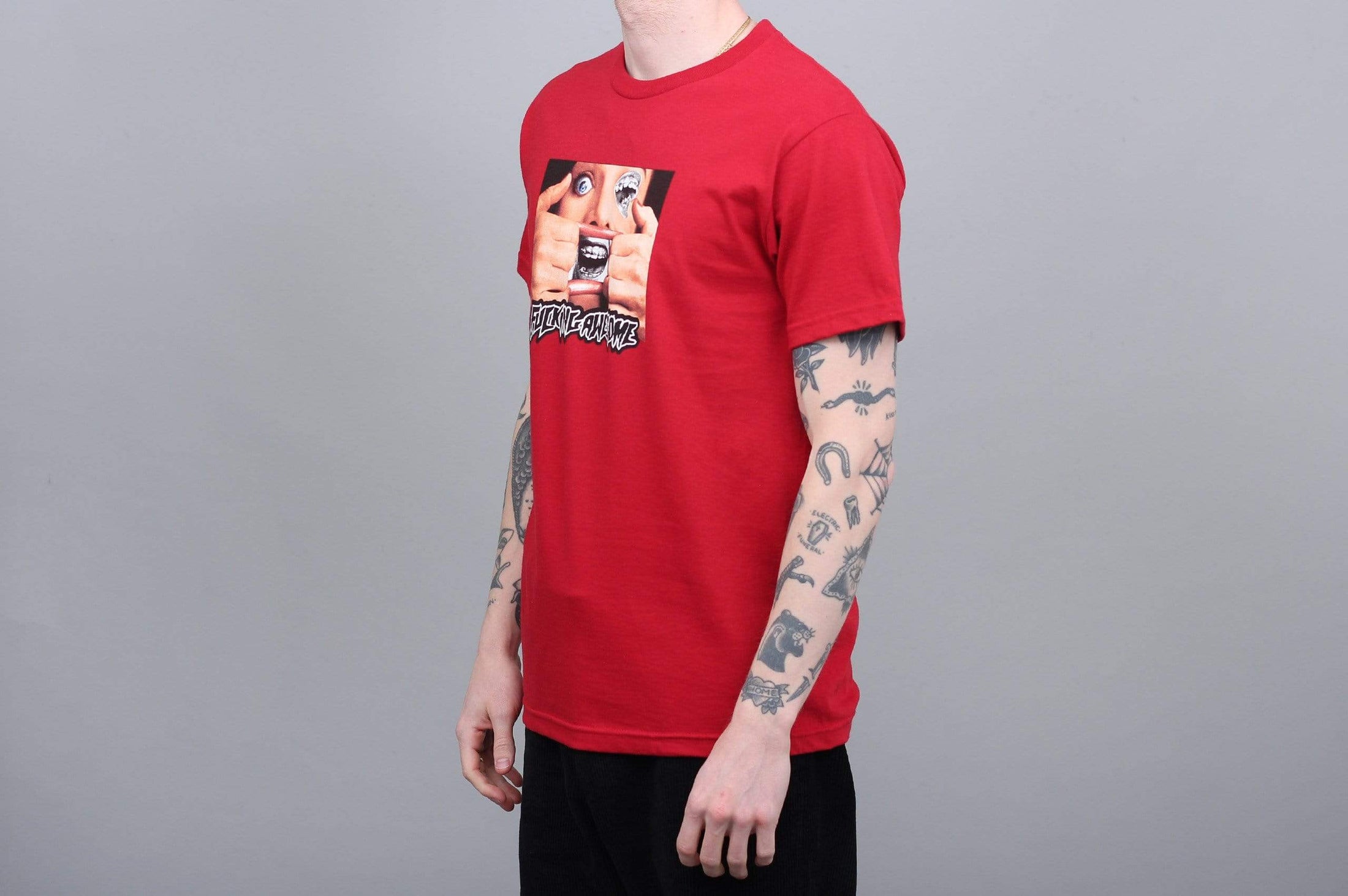 Fucking Awesome Brace Face T-Shirt Red