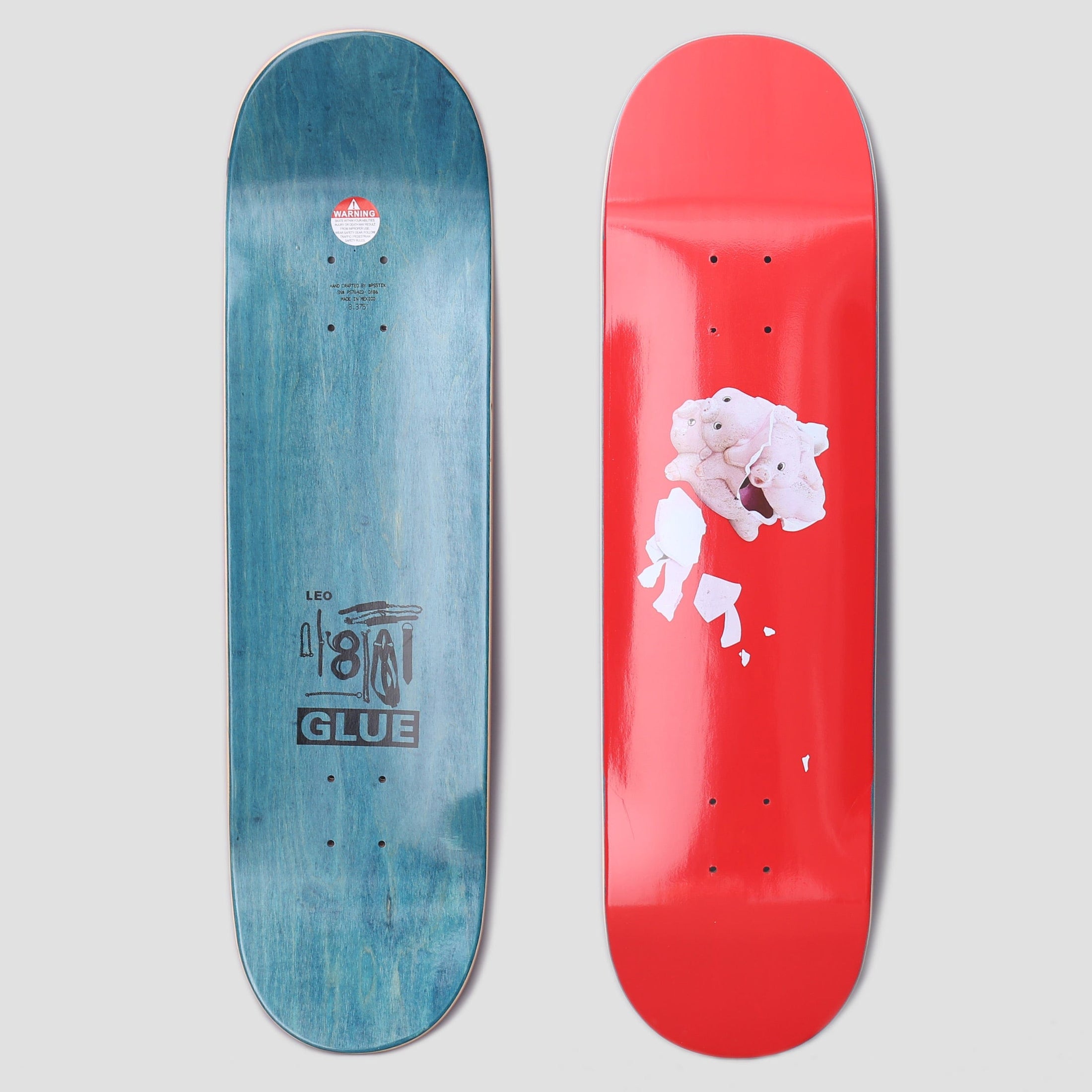 Glue 8.375 Leo Baker Dirty Pigs Skateboard Deck Red