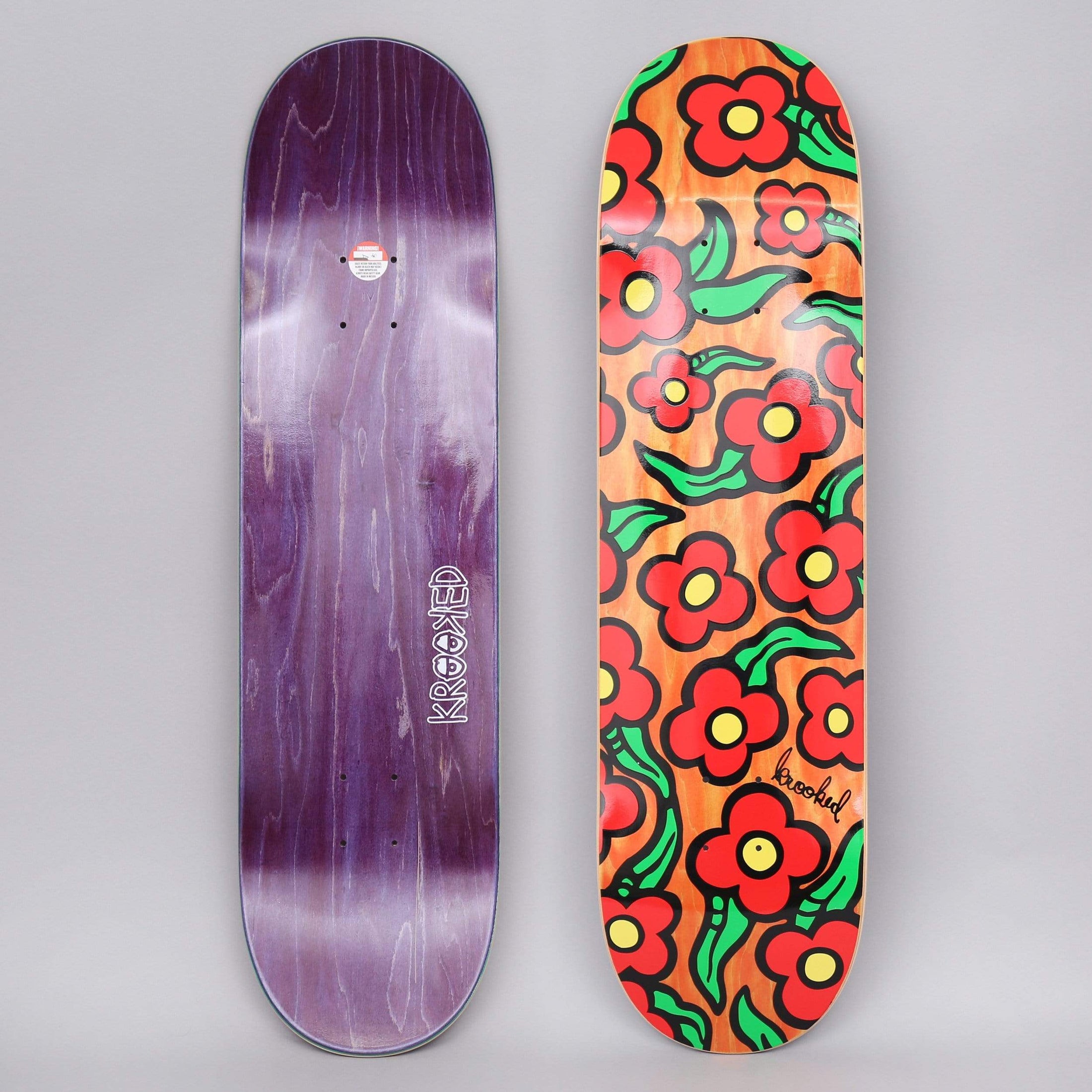 Krooked 8.25 Wild Style Flowers Skateboard Deck Red