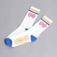 Load image into Gallery viewer, Krooked Kr Eyes Socks White / Yellow / Blue / Red
