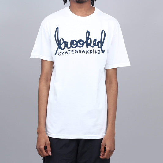 Krooked Skript T-Shirt White / Navy