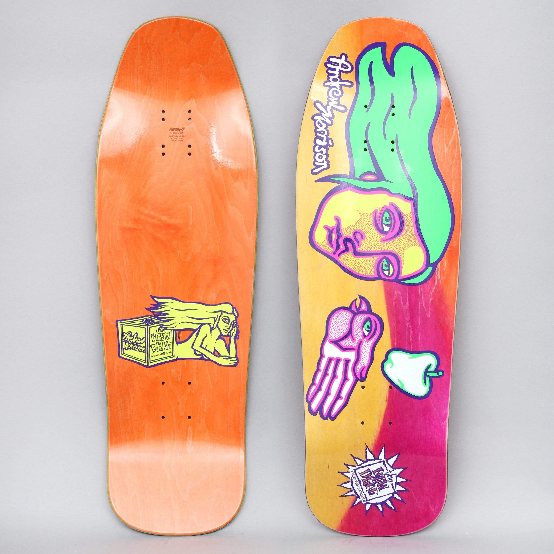 New Deal 9.875 Morrison Bird In Hand Neon Skateboard Deck