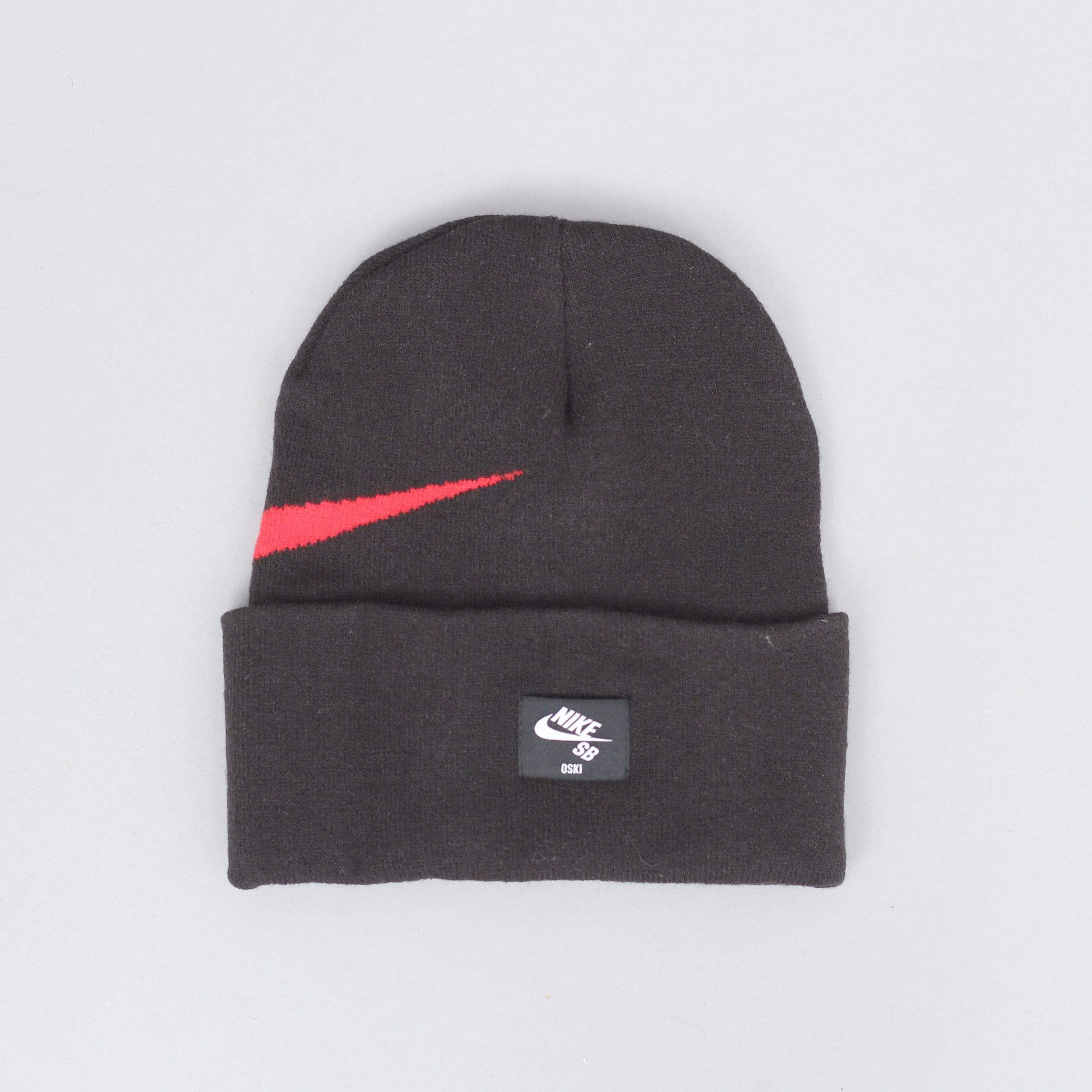 black and red nike beanie