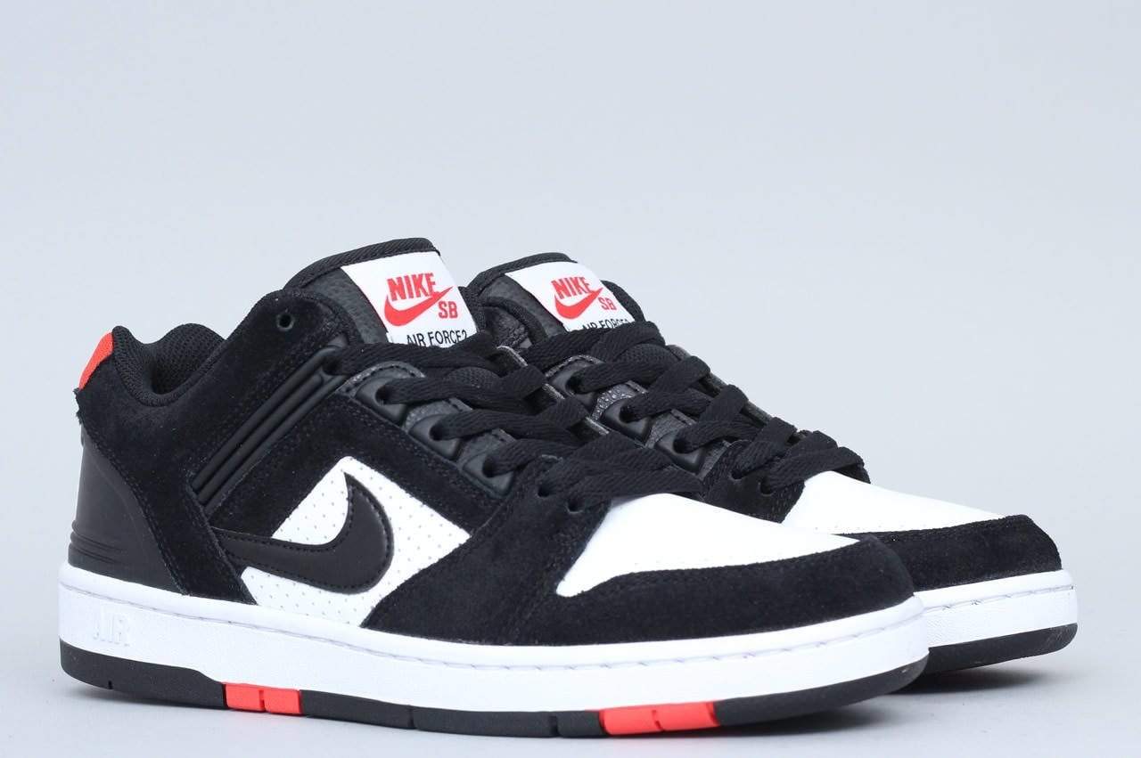 Nike SB Air Force II Low Shoes Black / Black - White - Habanero Red