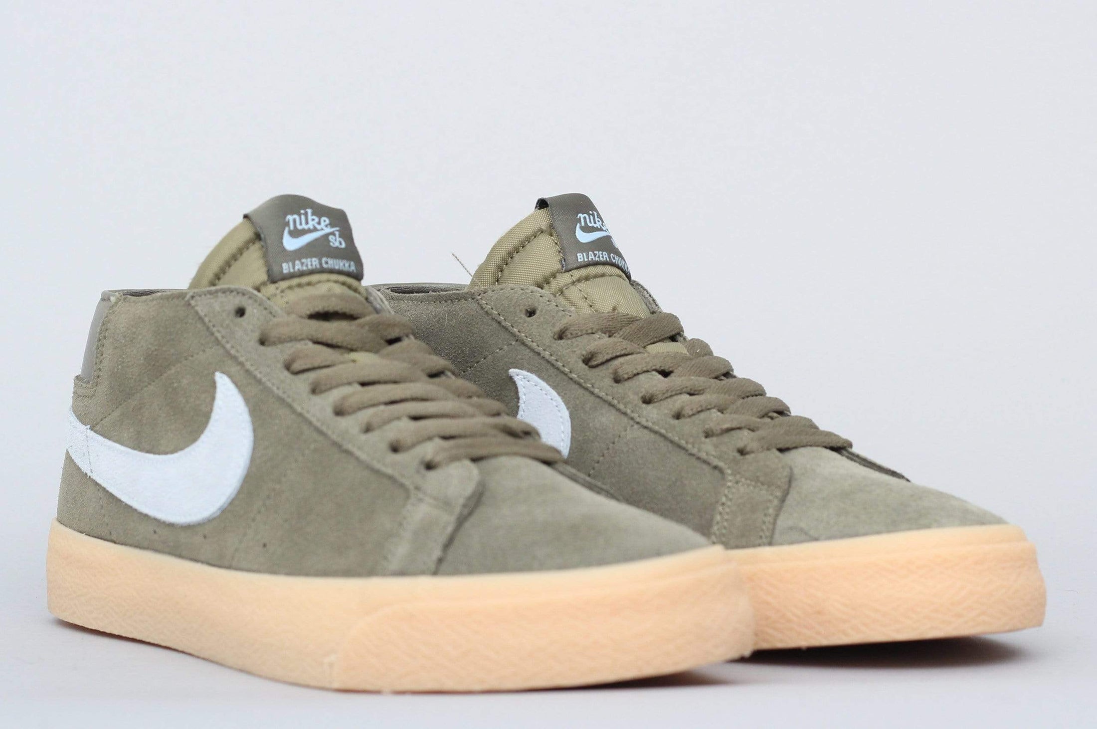 Nike SB Blazer Chukka Shoes Medium Olive / Gum Light Brown / Light Armoury Blue