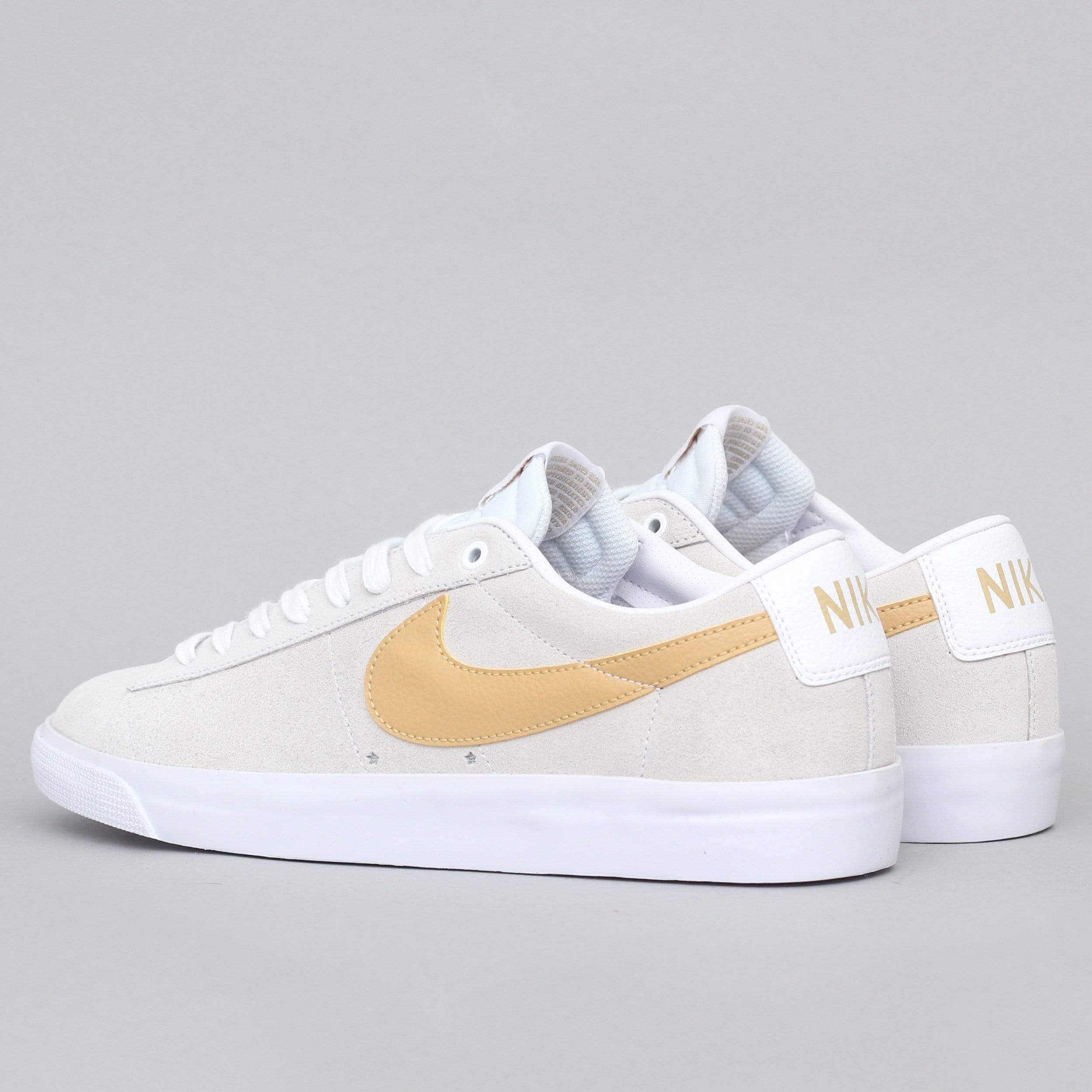 nike sb blazer low white gold