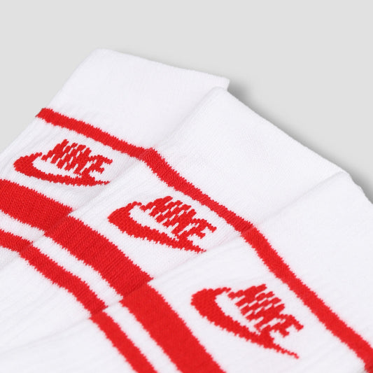 Nike Everyday Essential Crew Socks White / University Red 3 Pack