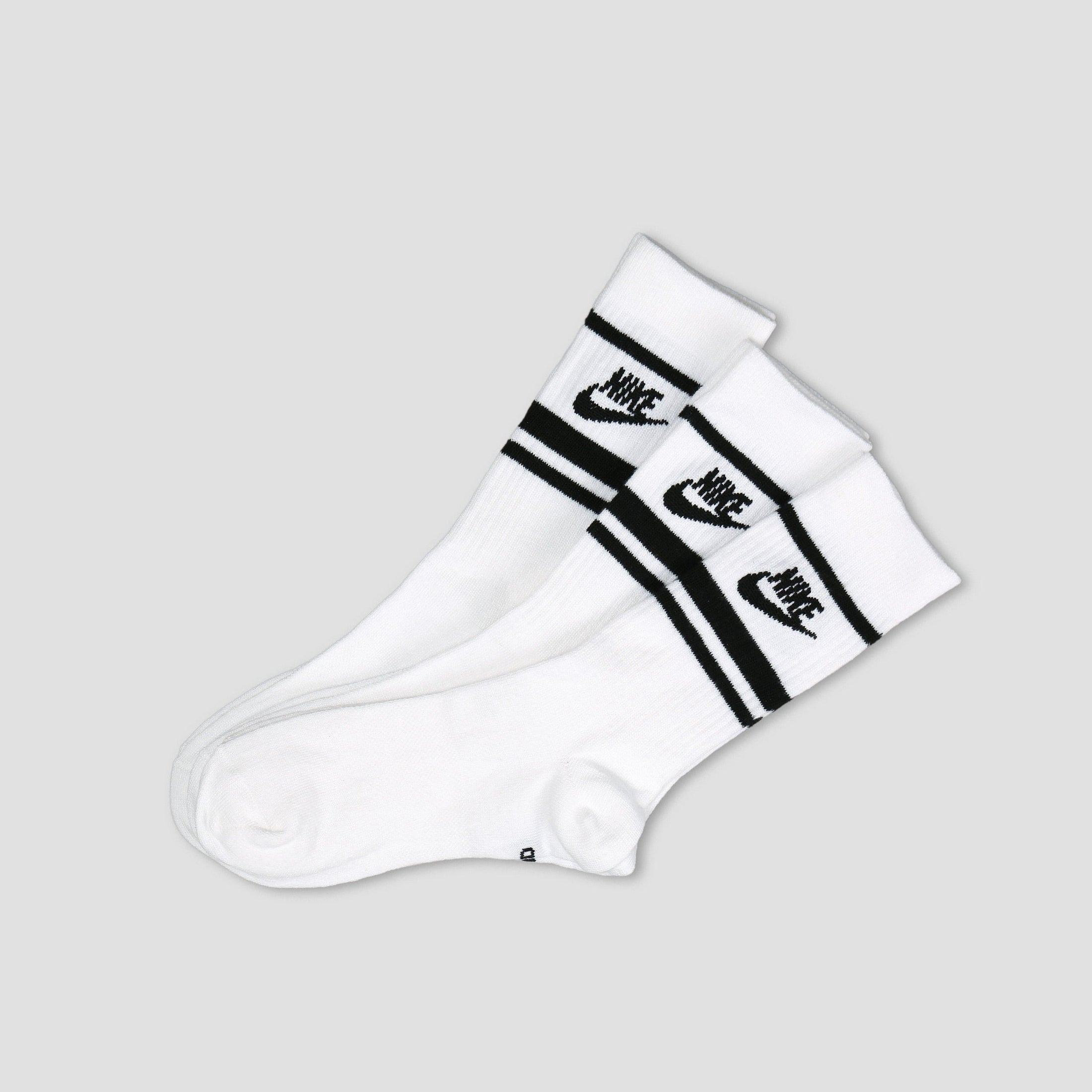 Nike Everyday Essential Stripe Crew Socks White / Black / Black (3 Pack)