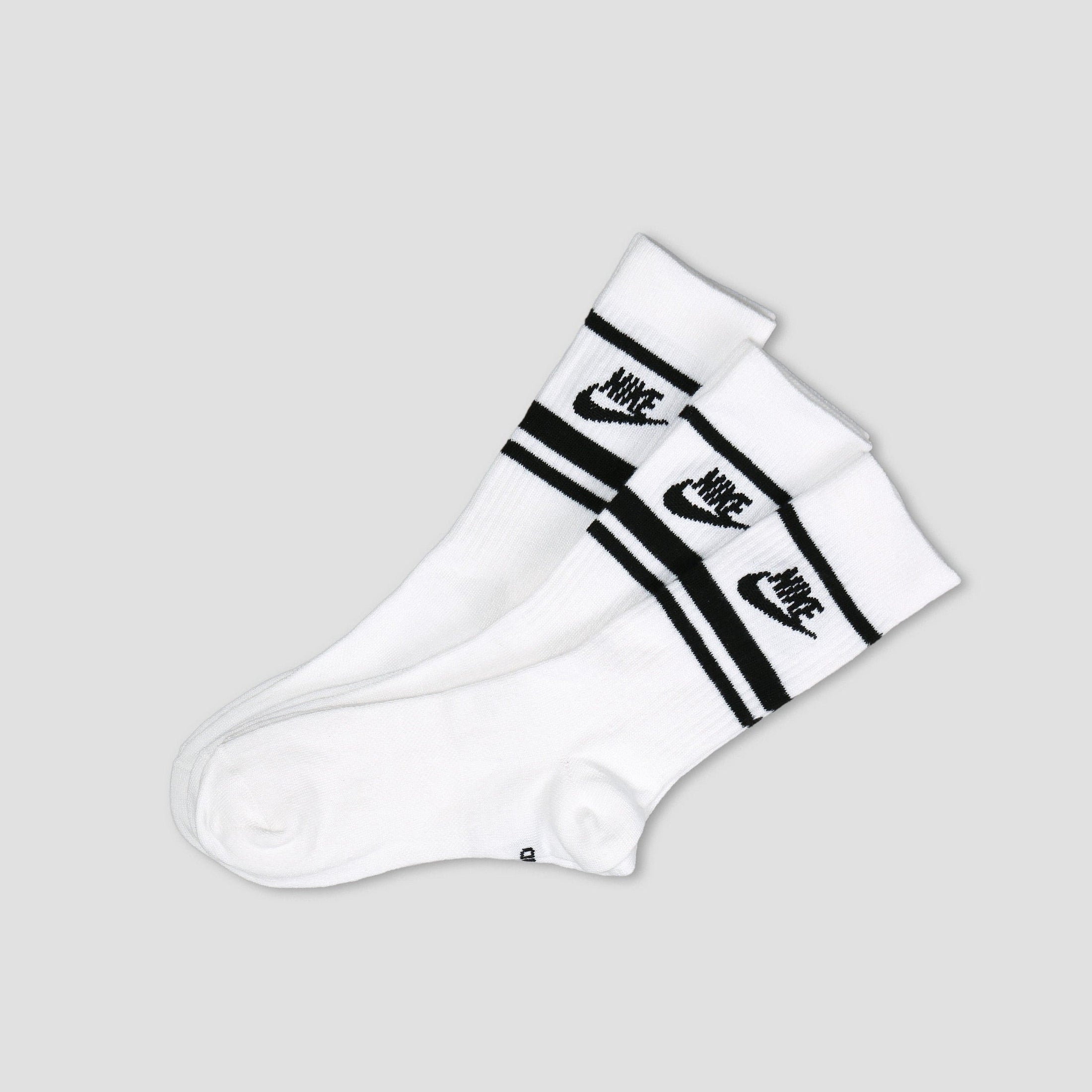 Nike Everyday Essential Stripe Crew Socks White Black Black (3