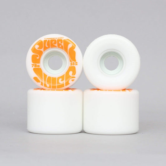 OJ 55mm 78A Mini Super Juice Soft Skateboard Wheels White / Orange