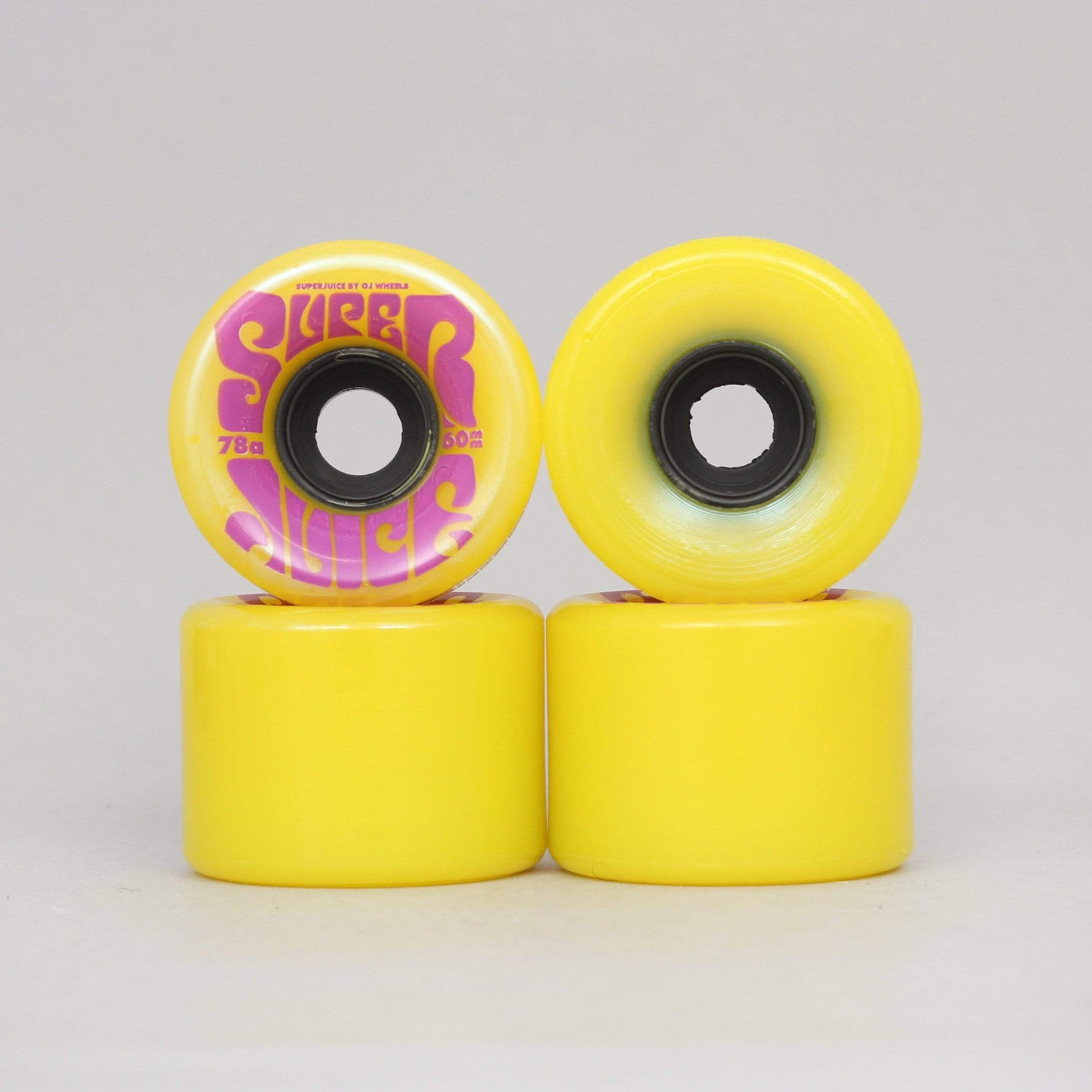 OJ 60mm 78A Super Juice Soft Skateboard Wheels Yellow