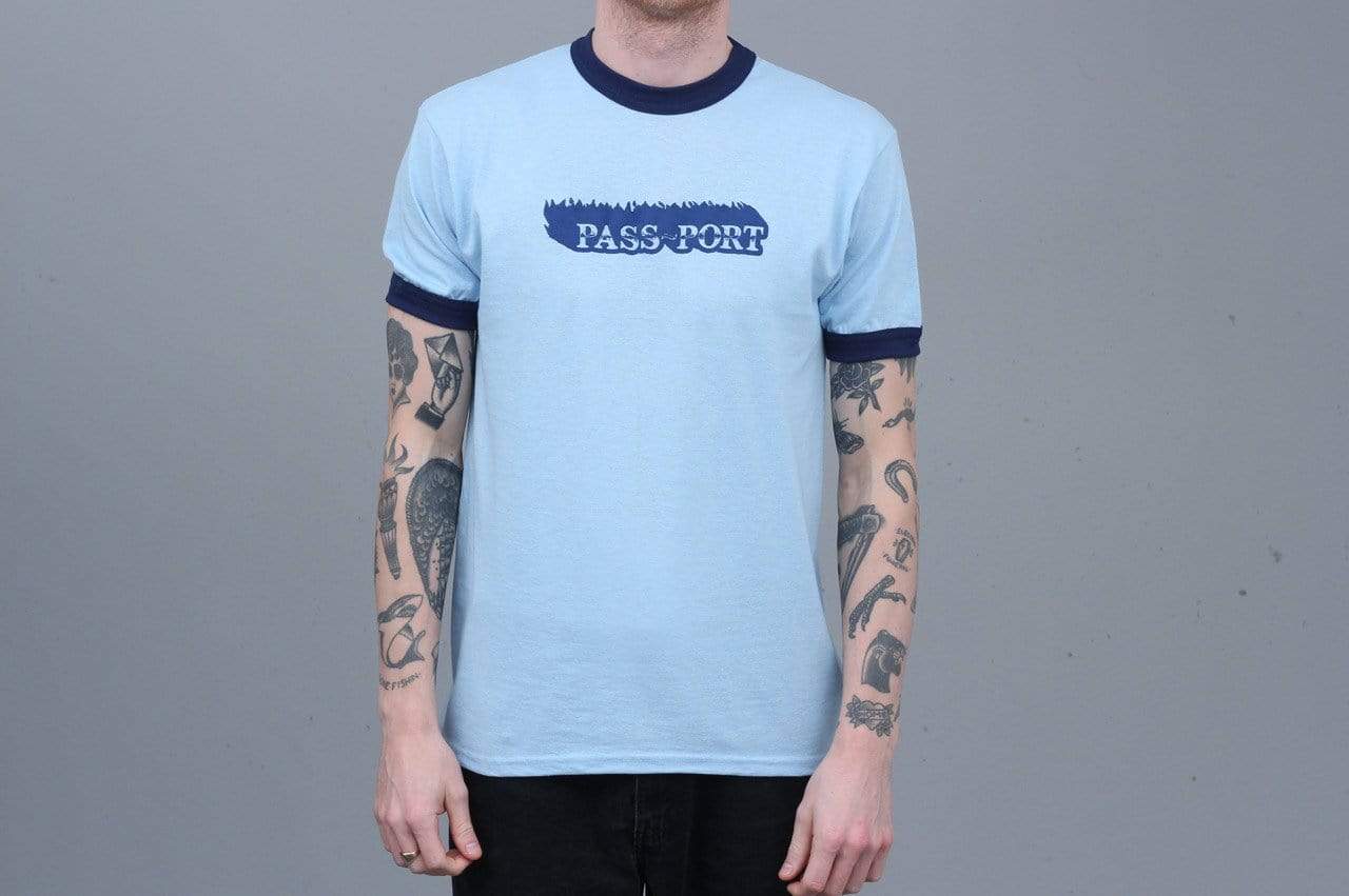 Passport Icy Hot Ringer T-Shirt Powder Blue / Navy