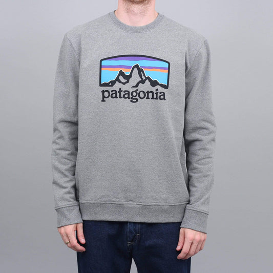 Patagonia Fitz Roy Horizons Uprisal Crew Sweatshirt Gravel Heather