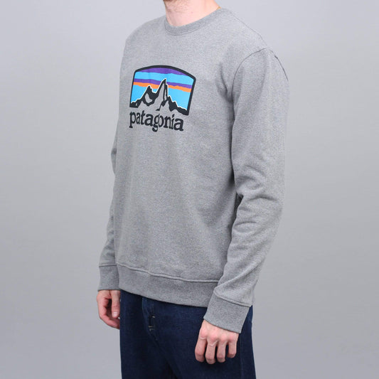 Patagonia Fitz Roy Horizons Uprisal Crew Sweatshirt Gravel Heather