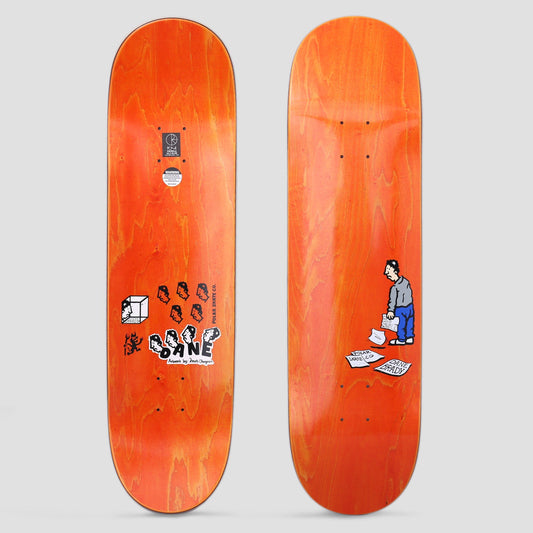 Polar 8.125 Dane Brady News Paper Skateboard Deck Orange