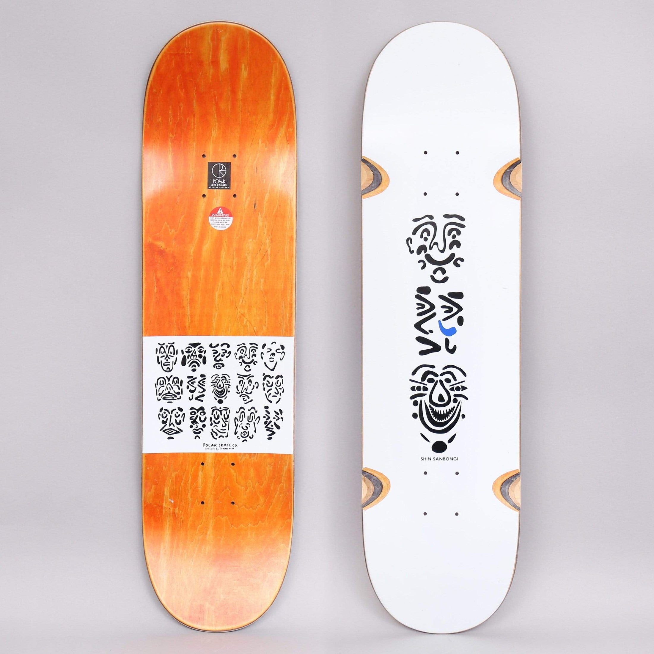 Polar 8.25 Shin Sanbongi Faces Wheel Well Skateboard Deck White
