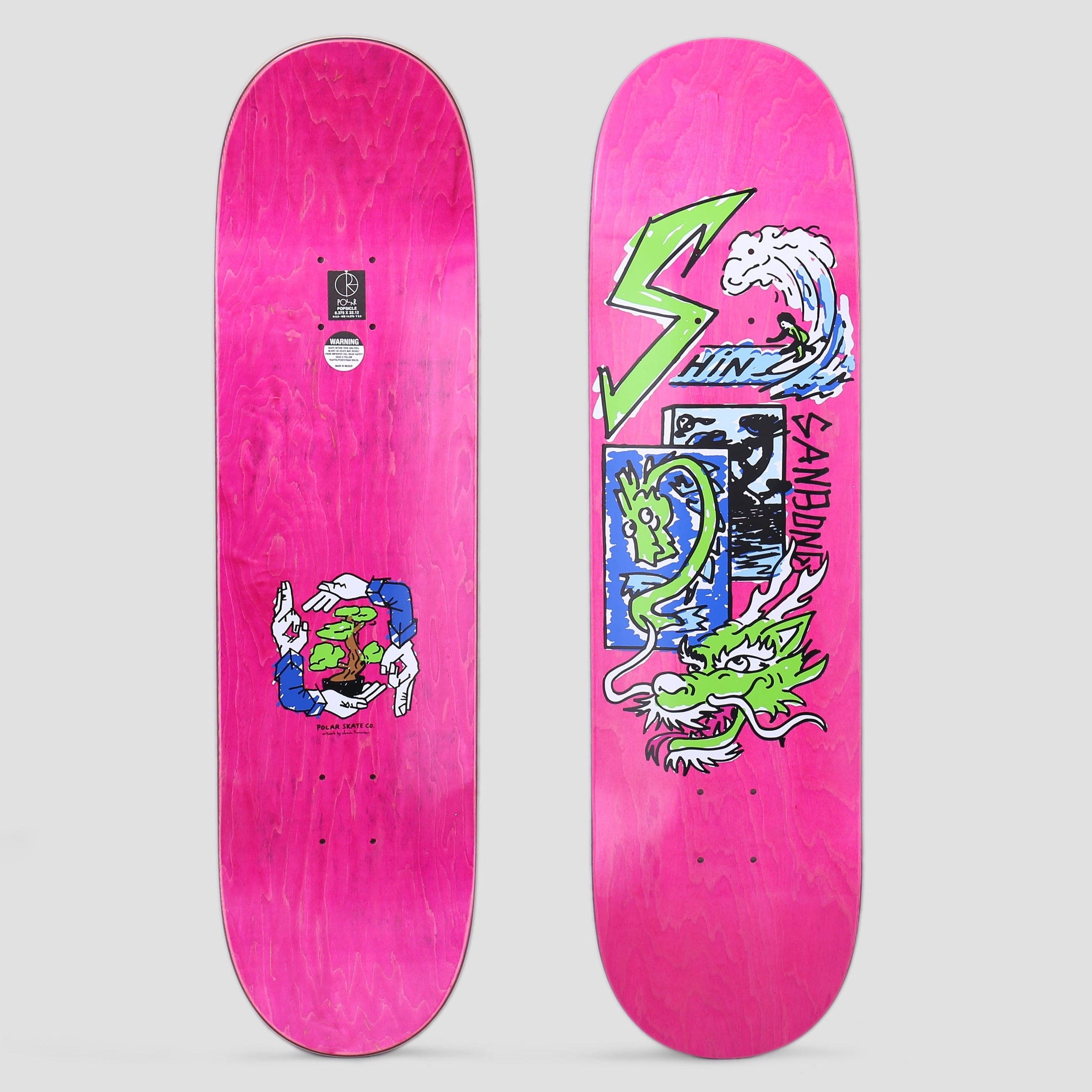 Polar 8.375 Shin Sanbongi Bonzai Ride 2.0 Skateboard Deck Pink