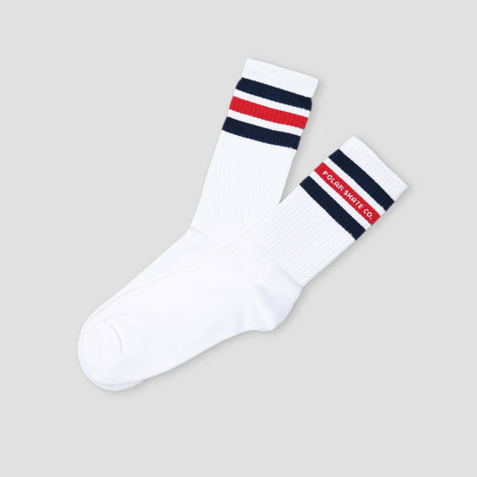 Polar Fat Stripe Socks White / Navy / Red