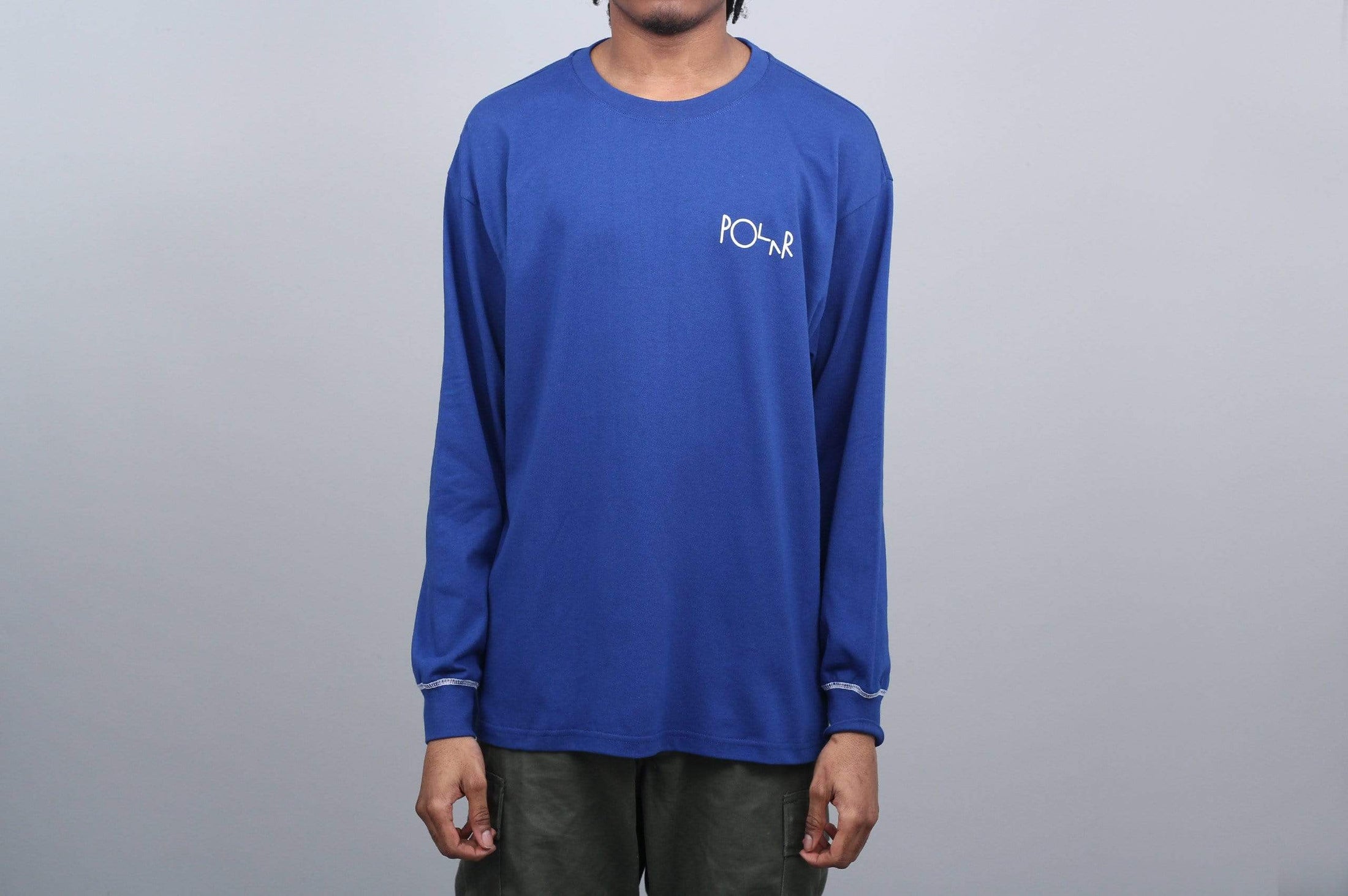 Polar Contrast Longsleeve T-Shirt Dark Blue / White