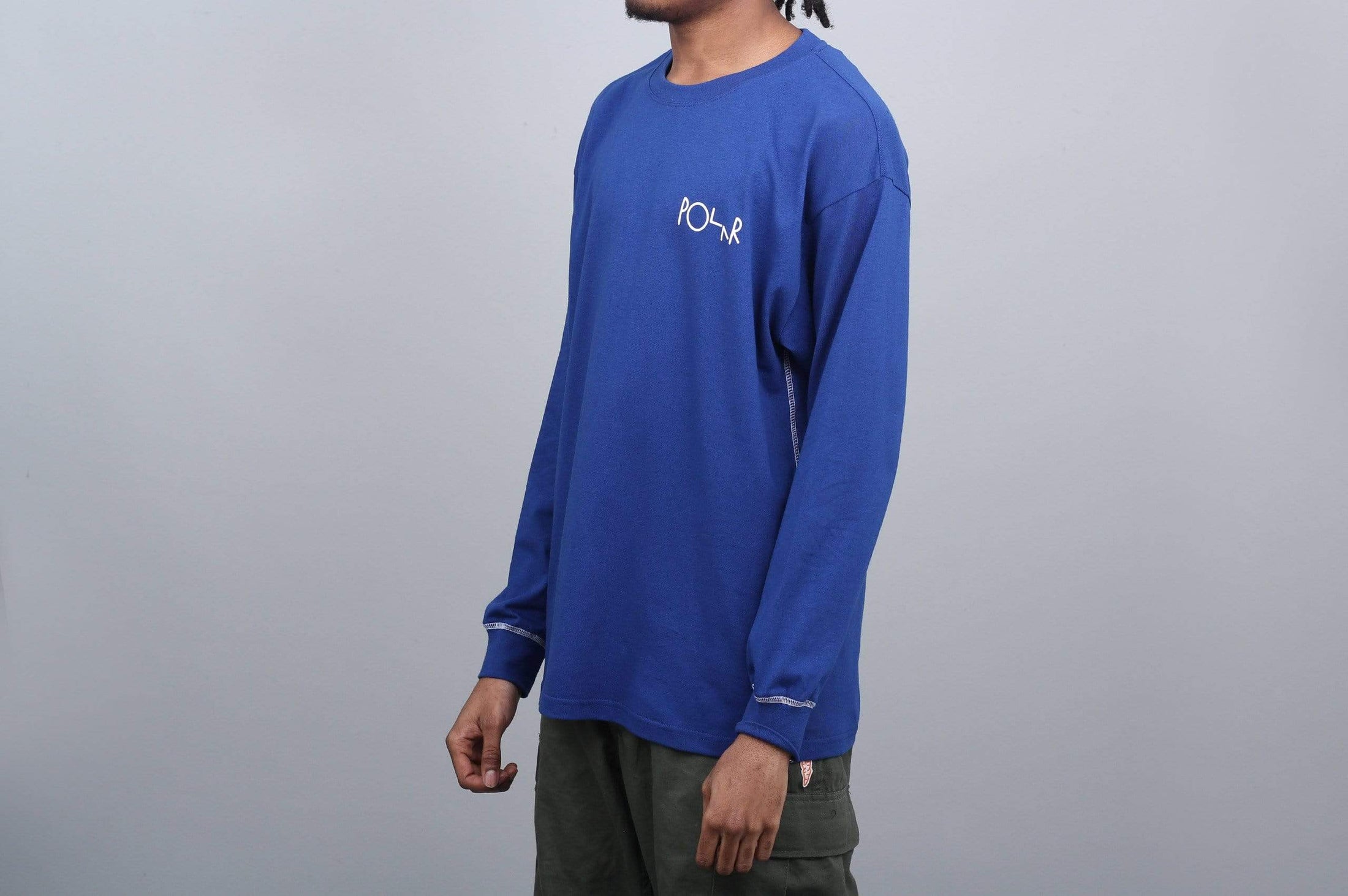Polar Contrast Longsleeve T-Shirt Dark Blue / White