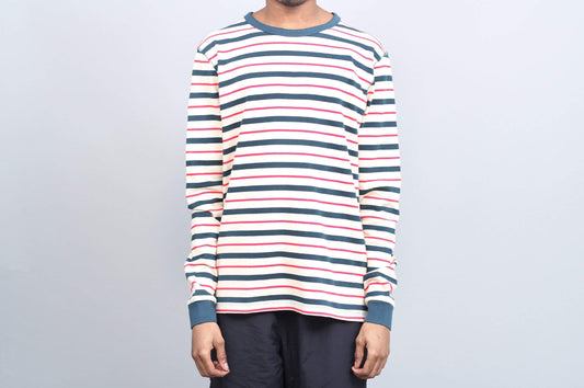 Pop Trading Kris Striped Longsleeve T-Shirt Dark Teal / Off White