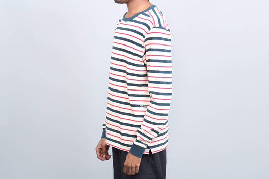 Pop Trading Kris Striped Longsleeve T-Shirt Dark Teal / Off White