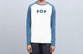 Load image into Gallery viewer, Pop Trading Uni Raglan Longsleeve T-Shirt Off White / Dark Teal
