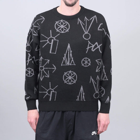 Paccbet Graphic Jacquard Knit Sweater Black