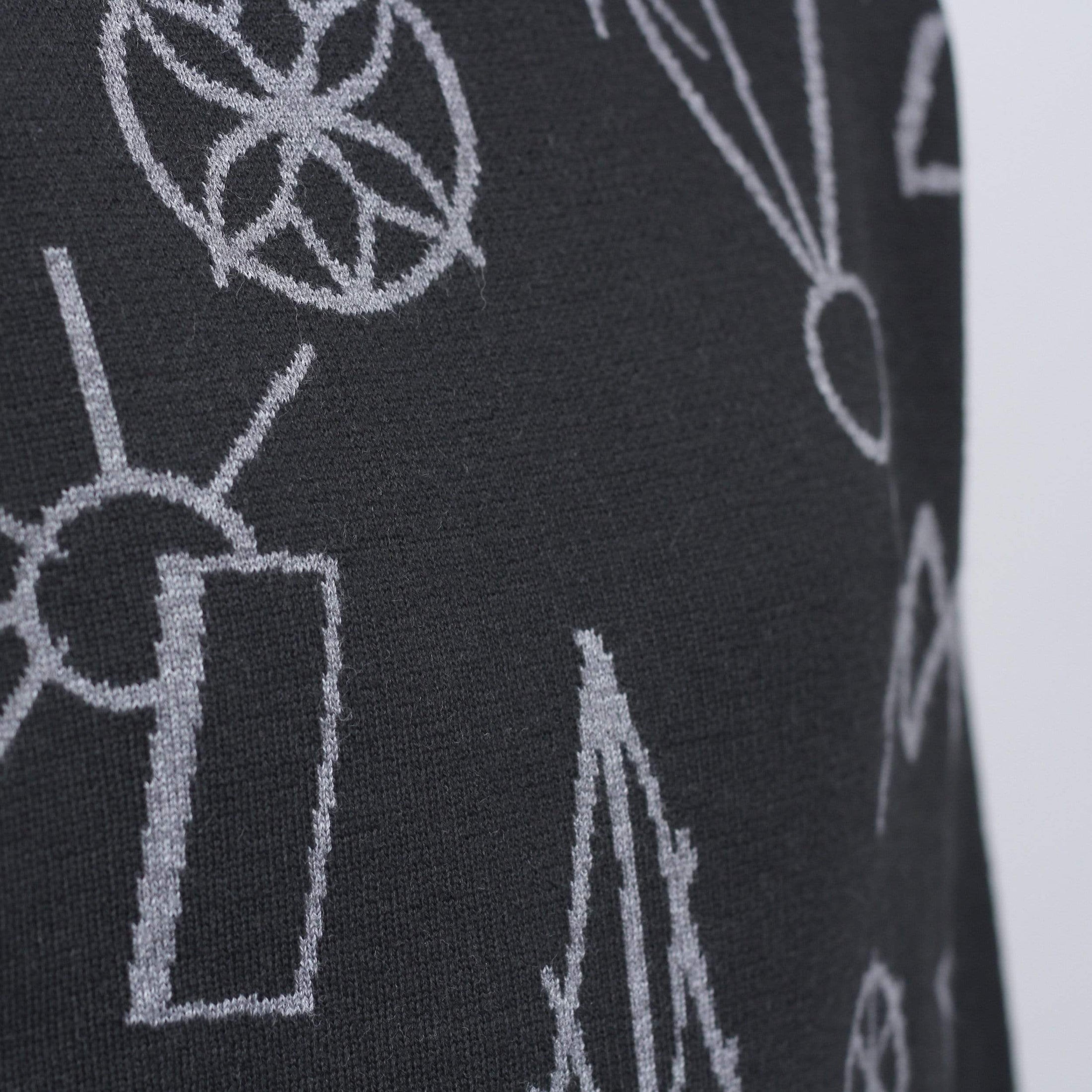 Paccbet Graphic Jacquard Knit Sweater Black