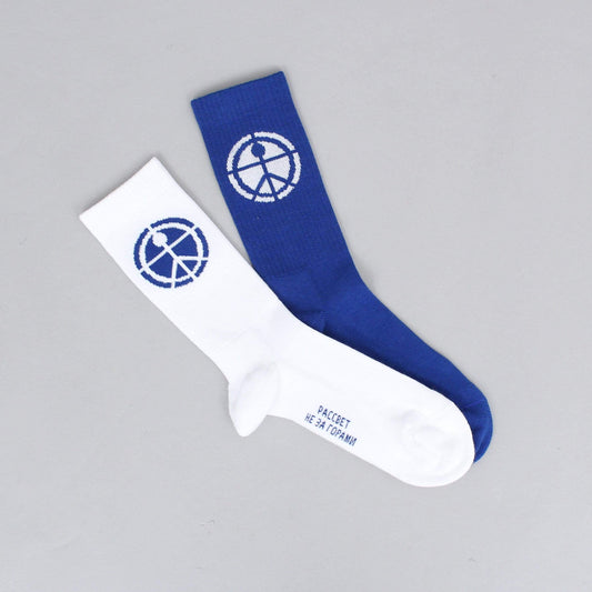 Paccbet Two Tone Jacquard Socks White / Blue