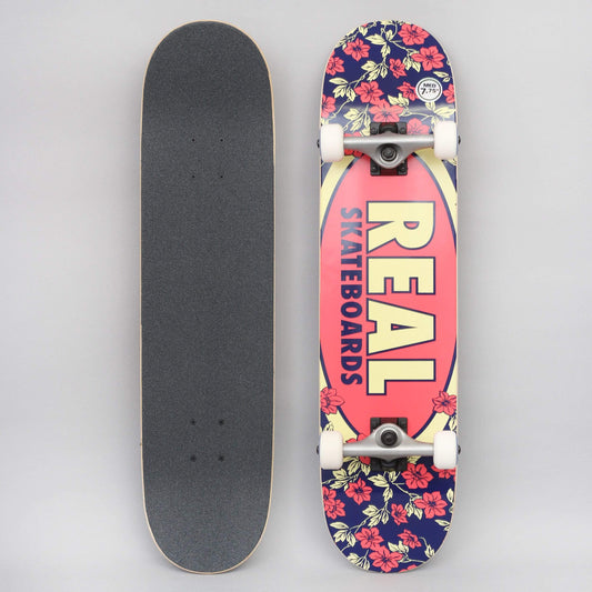 Real 7.75 Oval Blossoms Complete Skateboard Red