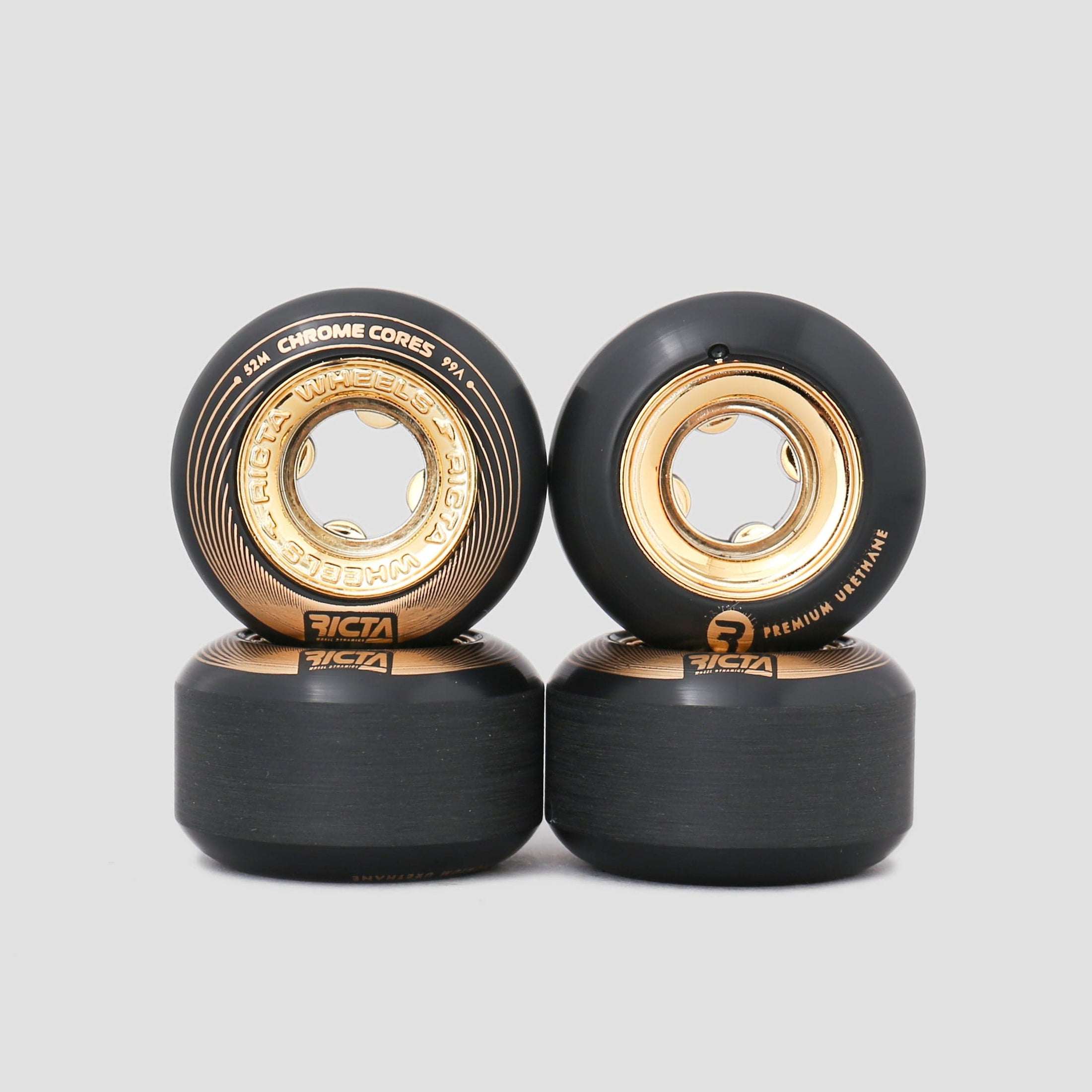 Ricta 52mm 99A Chrome Core Skateboard Wheels Black / Gold