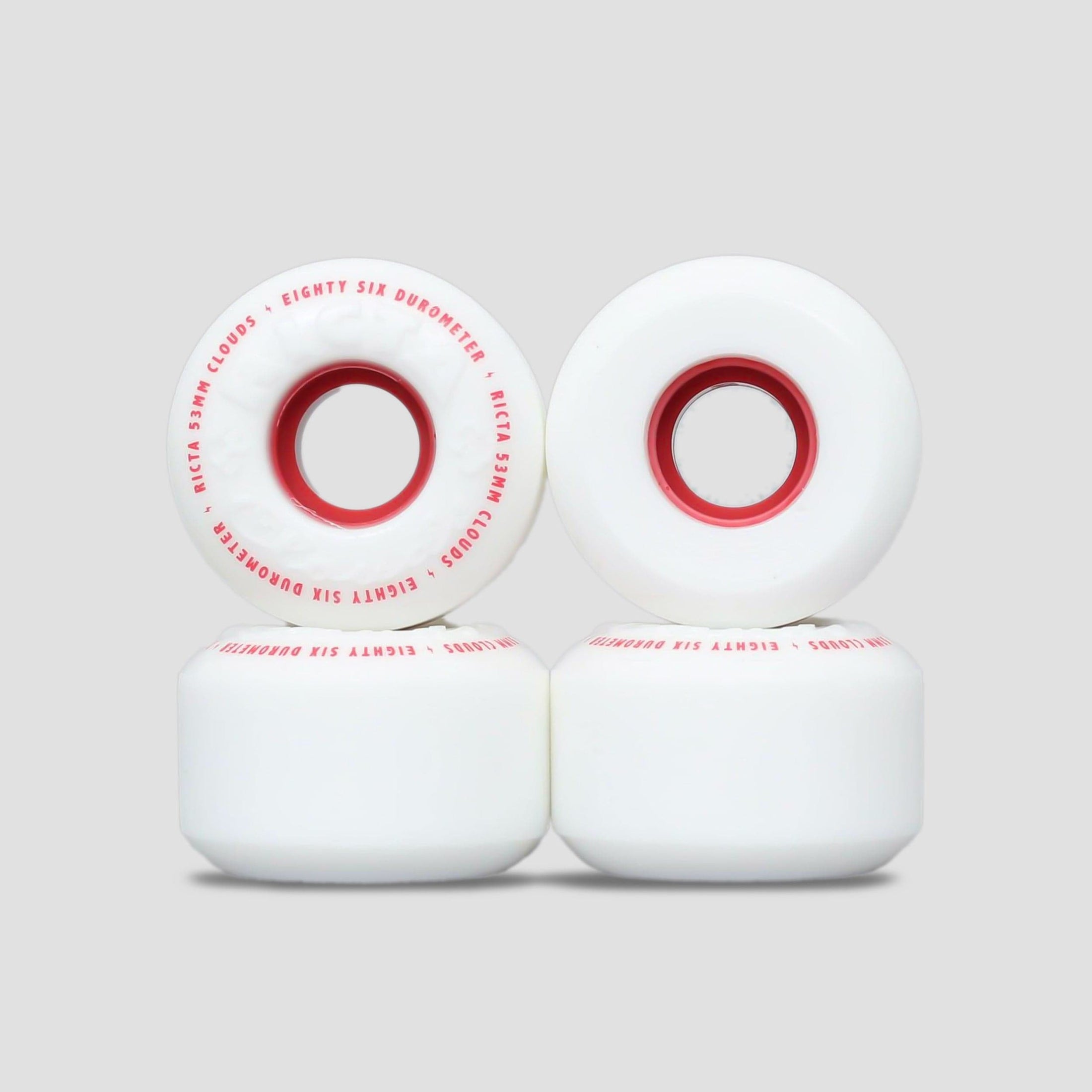Ricta 53mm 86A Clouds Skateboard Wheels White / Red