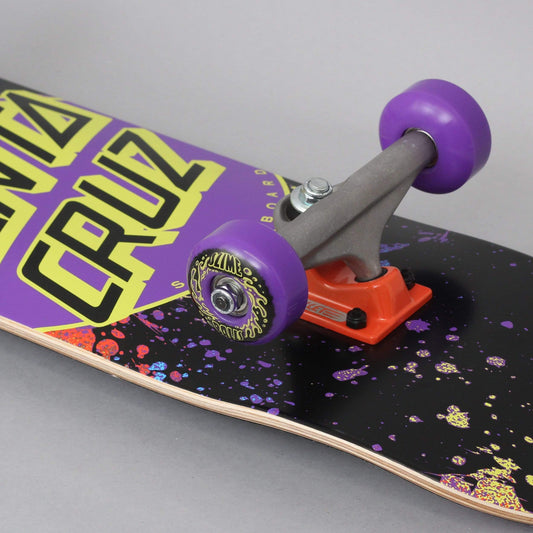 Santa Cruz 7.50 Dot Splatter Micro Complete Skateboard Black / Purple
