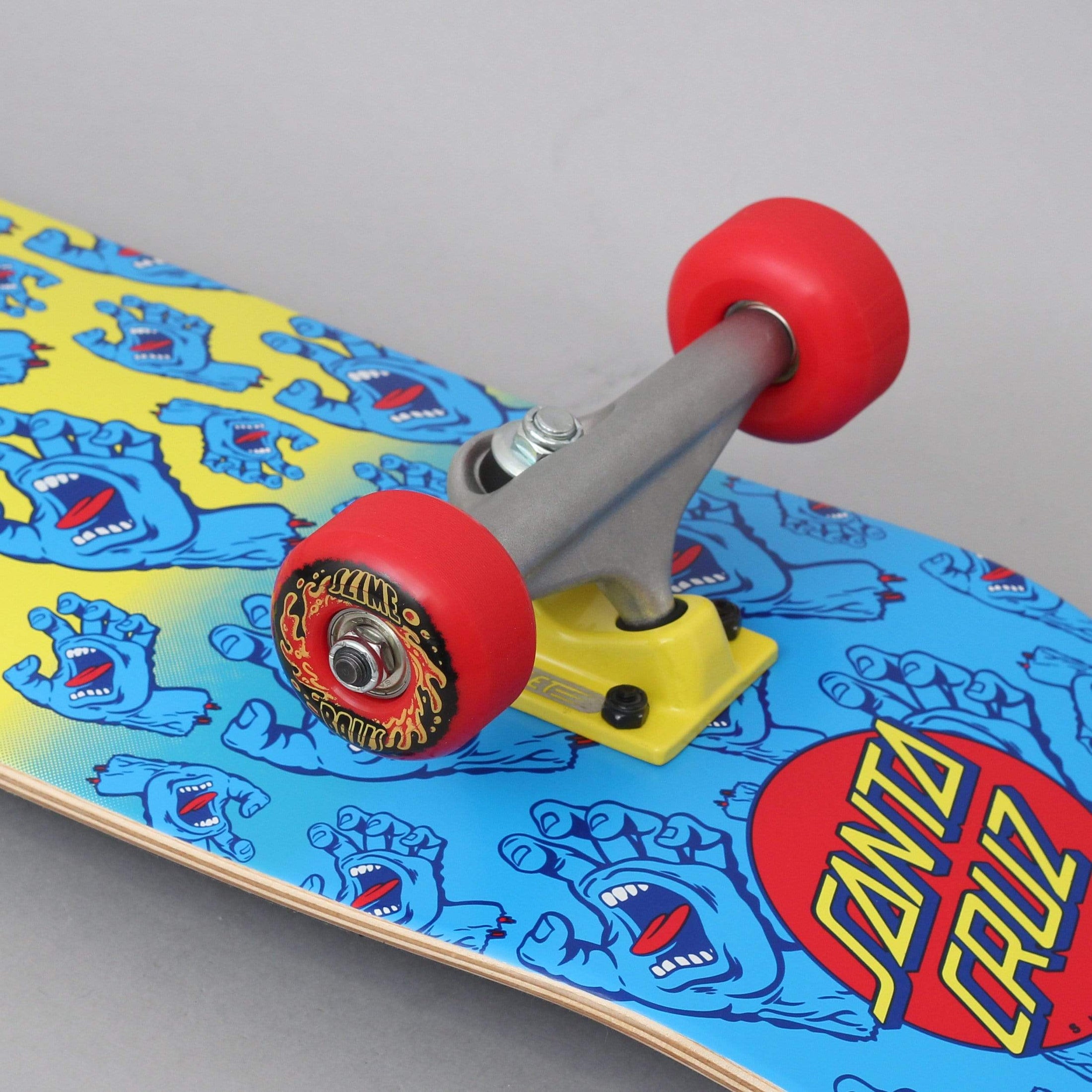 Santa Cruz 7.8 Hands Allover Complete Skateboard Red / Yellow / Blue