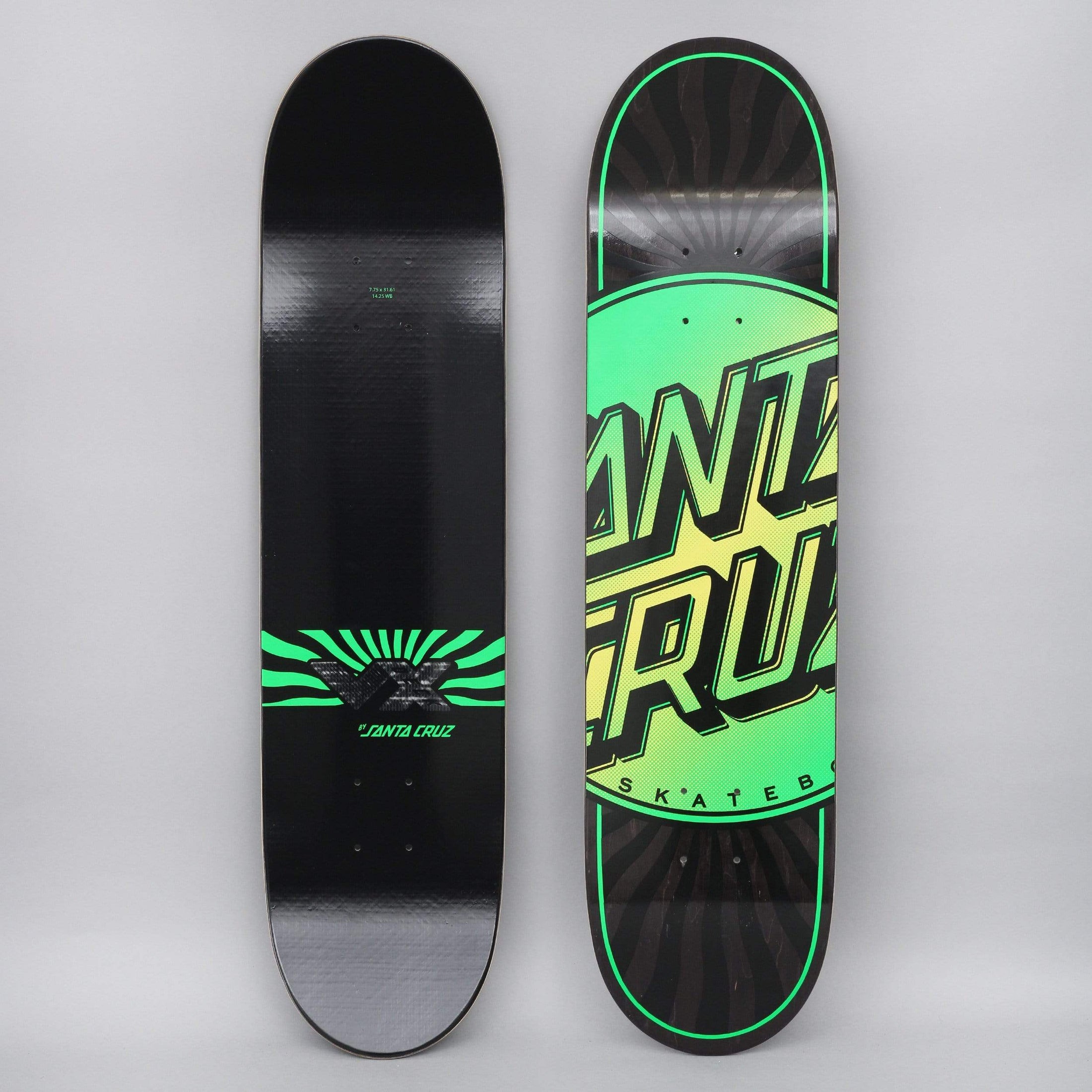 Santa Cruz 7.75 Total Dot VX Skateboard Deck Black / Green