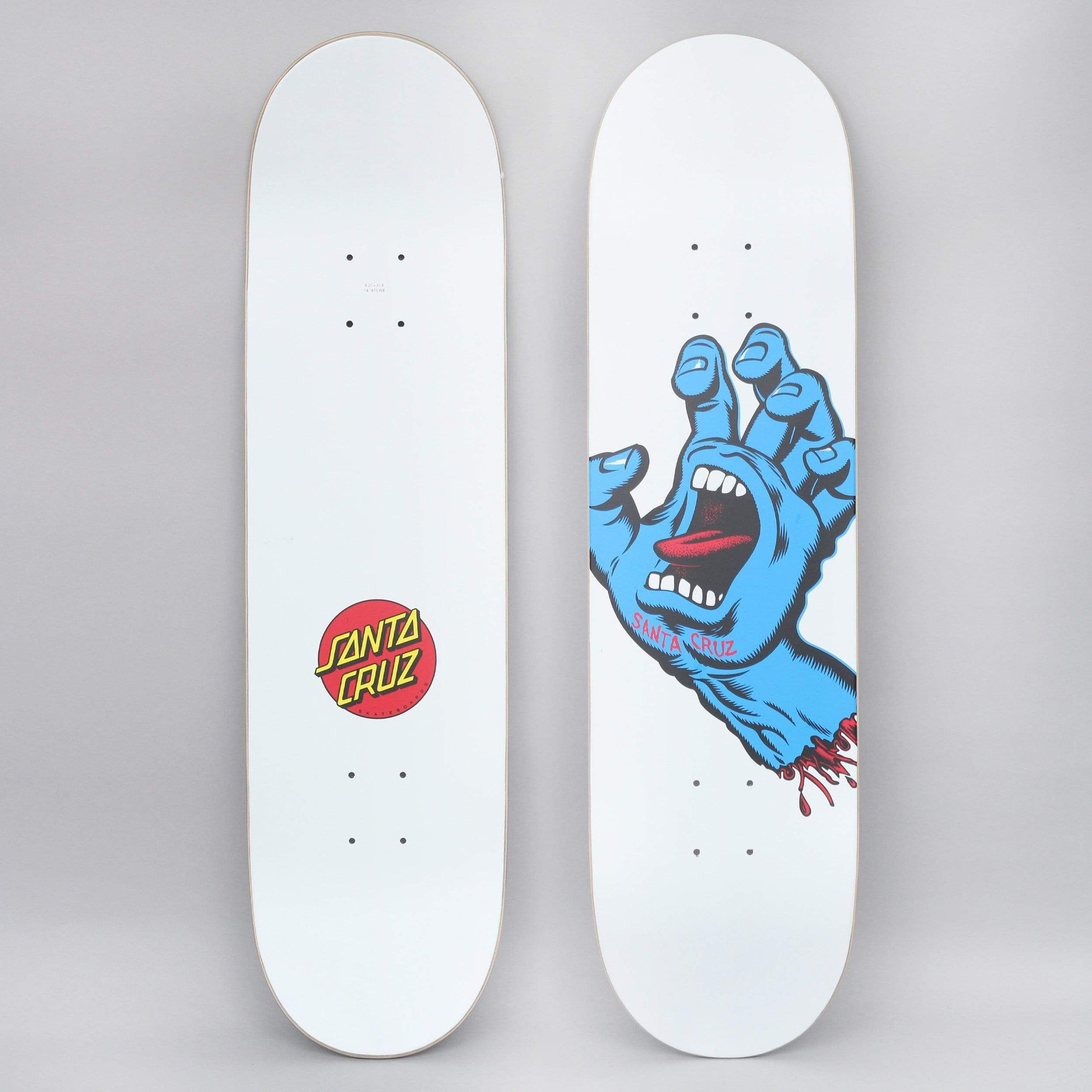 Santa Cruz 8.25 Screaming Hand Skateboard Deck White / Blue