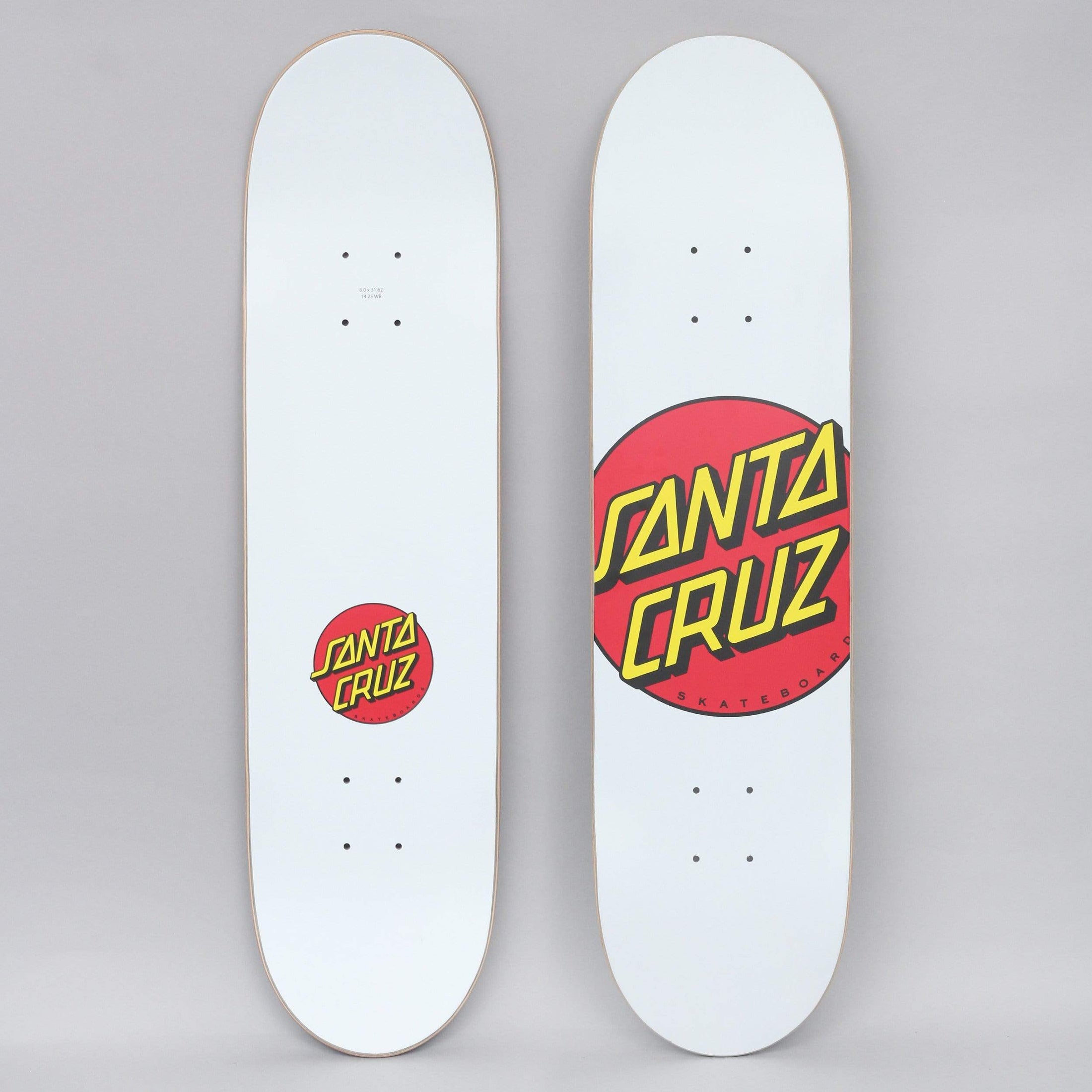 Santa Cruz 8 Classic Dot Skateboard Deck White / Red