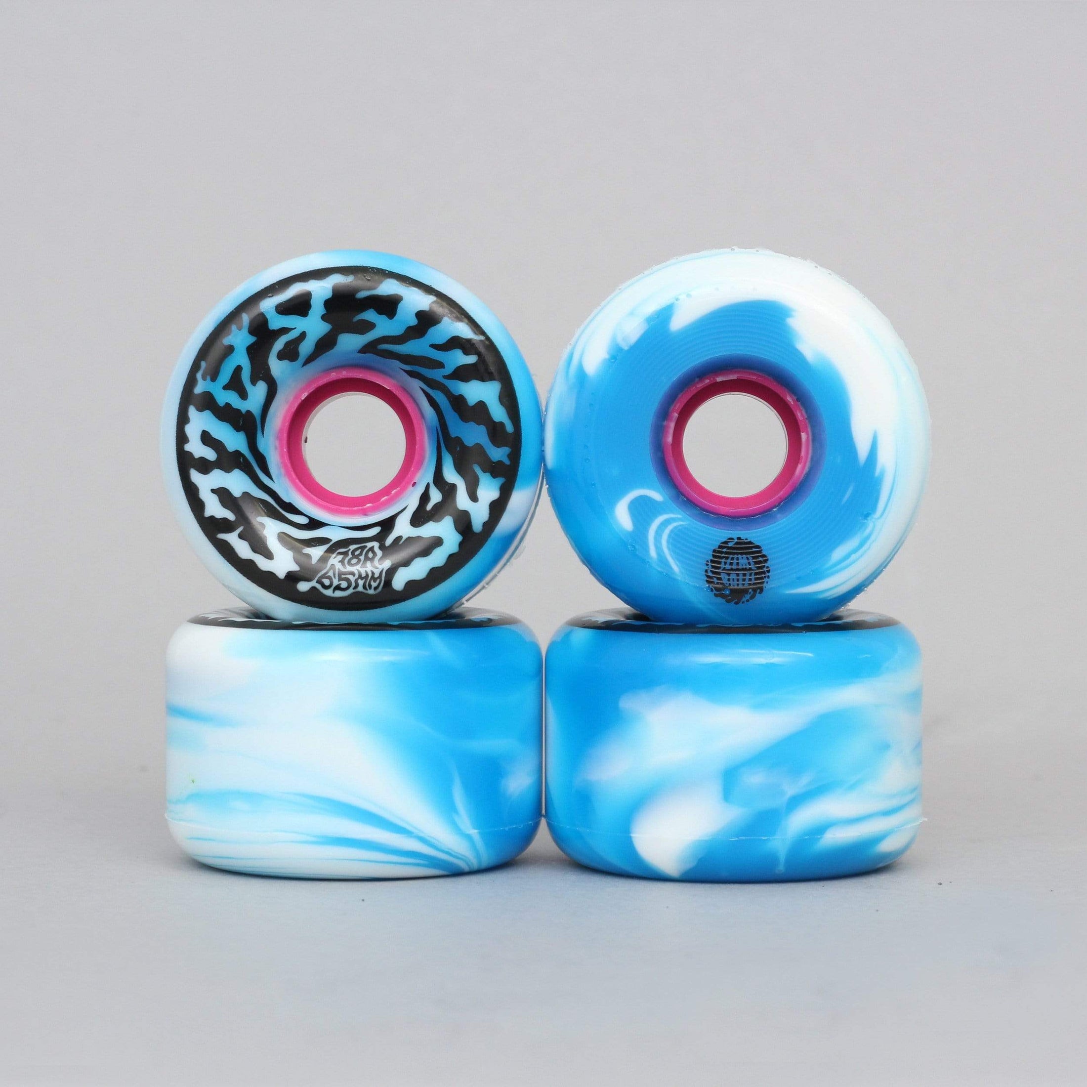 Santa Cruz 65mm 78A Slime Balls Swirly Swirl Skateboard Wheels Blue / White
