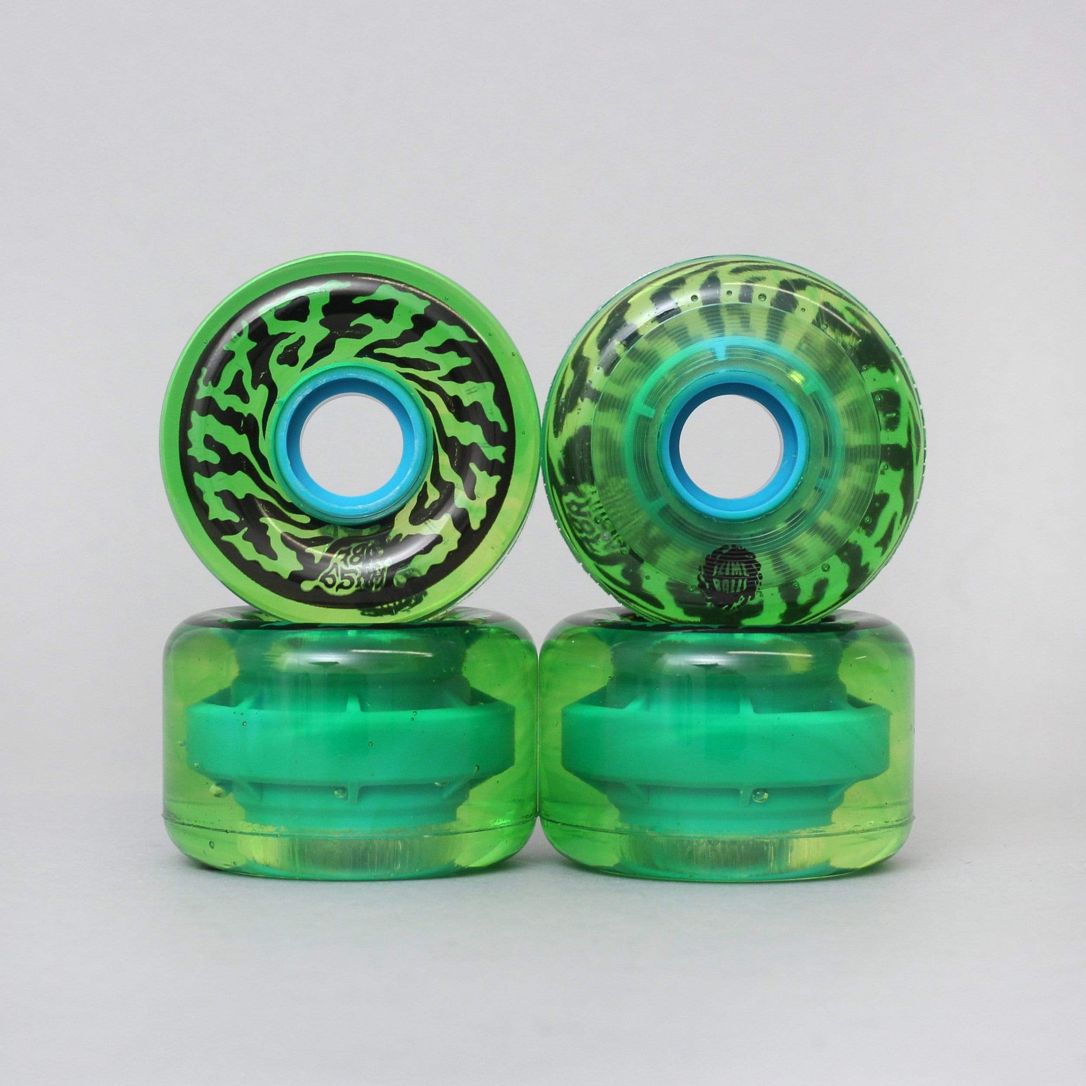 Santa Cruz 65mm 78A Slime Balls Trans Swirl Skateboard Wheels Green