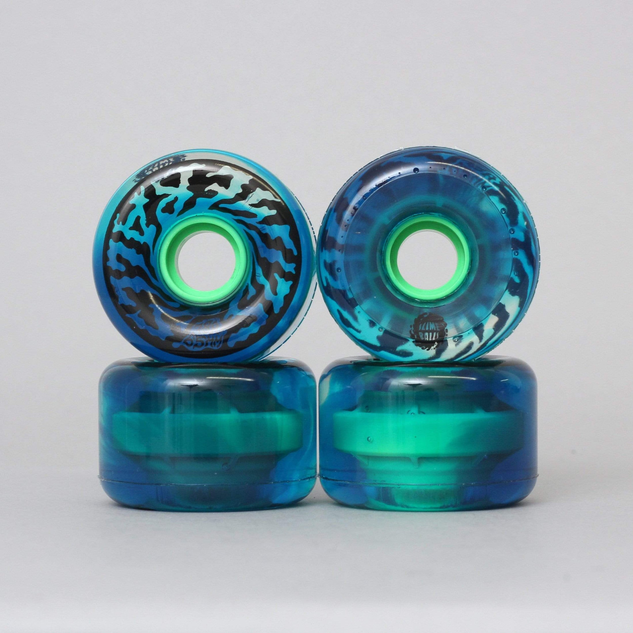Santa Cruz 65mm 78A Slime Balls Trans Swirl Skateboard Wheels Blue