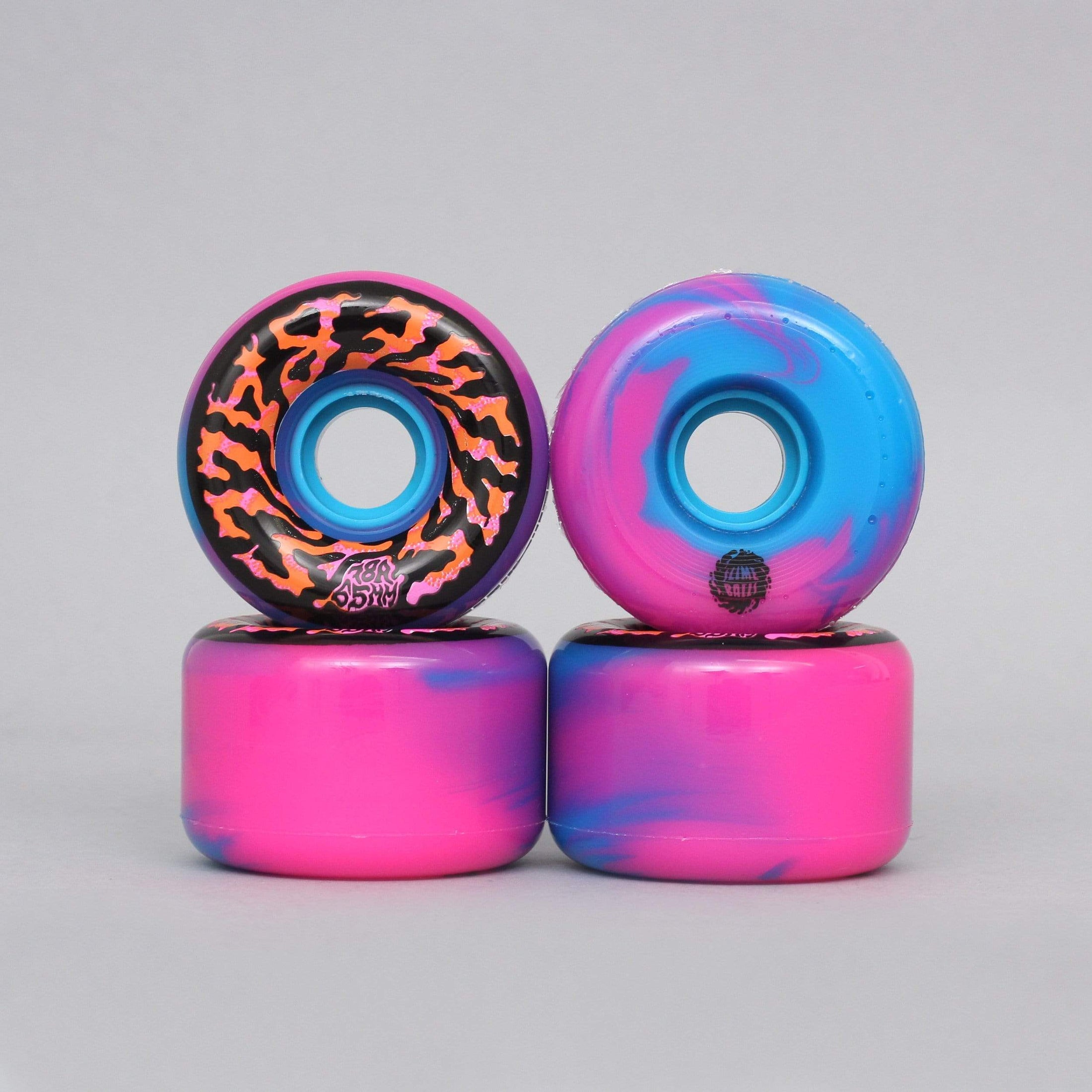 Santa Cruz 65mm 78A Slime Balls Swirly Swirl Skateboard Wheels Pink / Blue