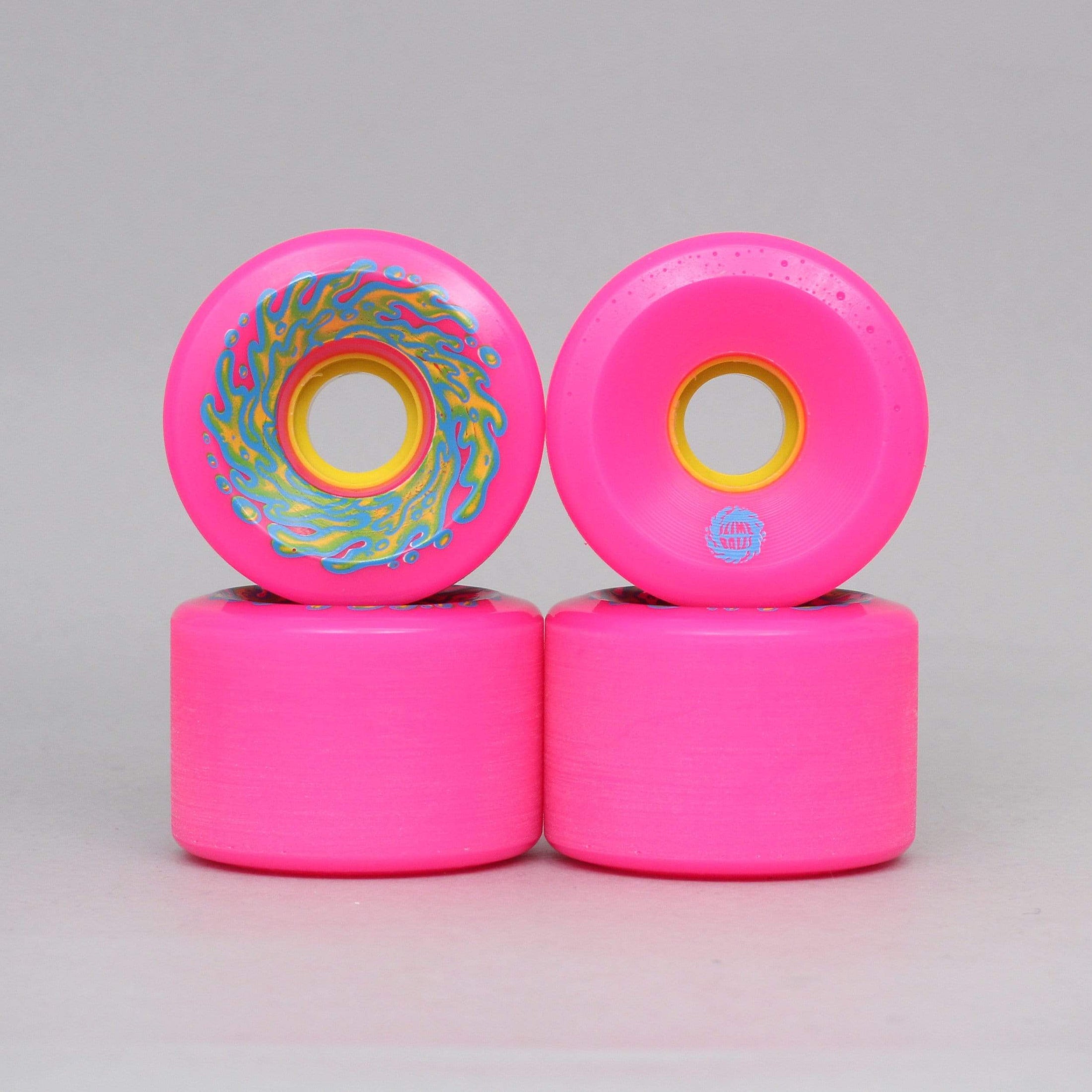 Santa Cruz 66mm 78A Slime Balls Og Slime Skateboard Wheels Pink / Yellow